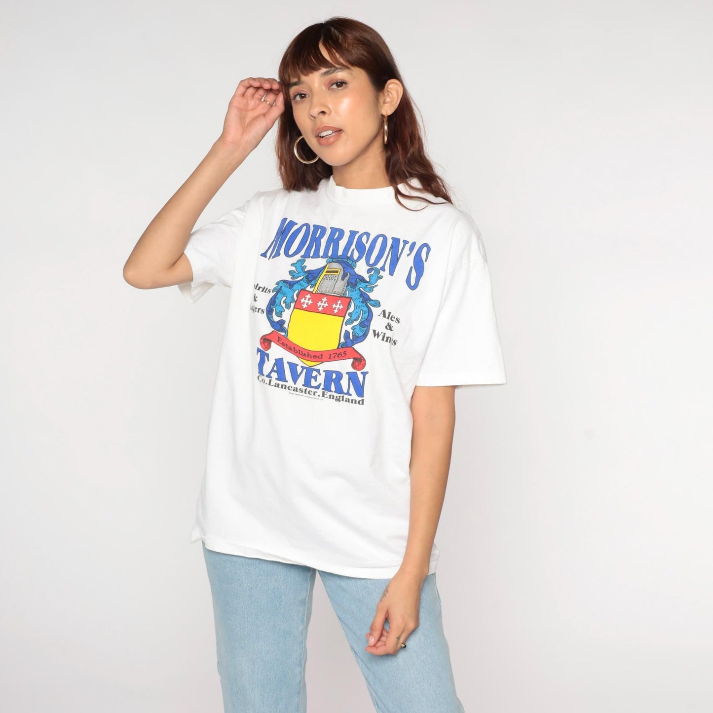 90s Morrison's Tavern Lancaster England Graphic T-Shirt White Large