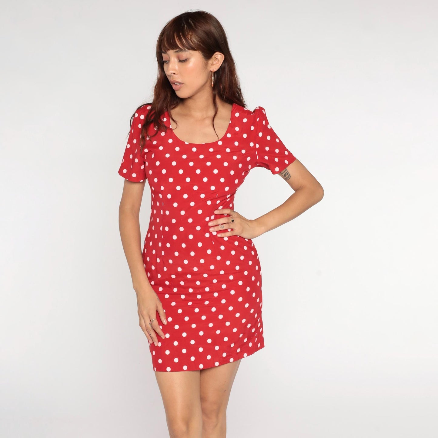90s My Michelle Polka Dot Mini Dress Red White Scoop Neck Short Sleeve Small