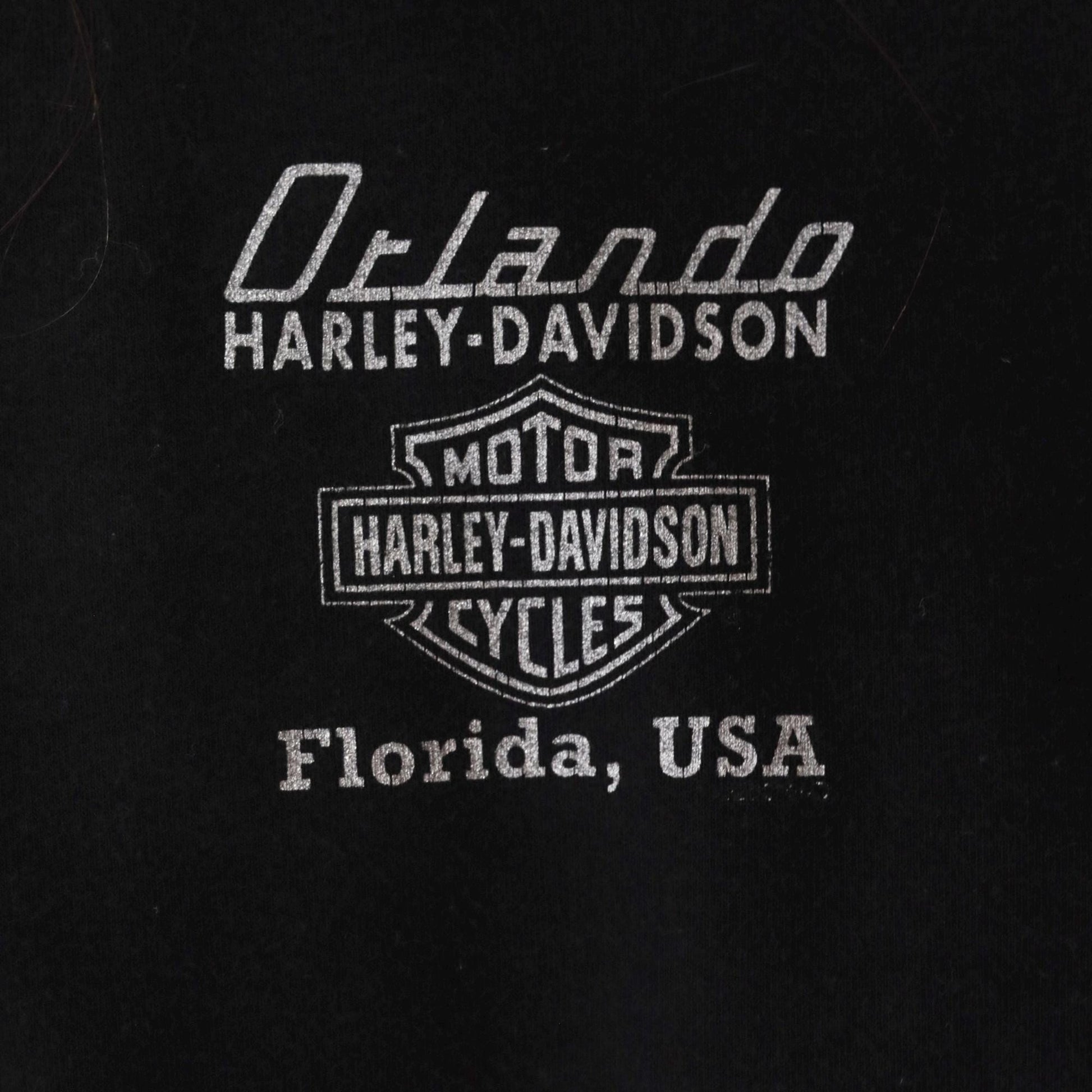 Y2K Harley Davidson Studded Black T-Shirt Orlando Florida Graphic Tee Medium M