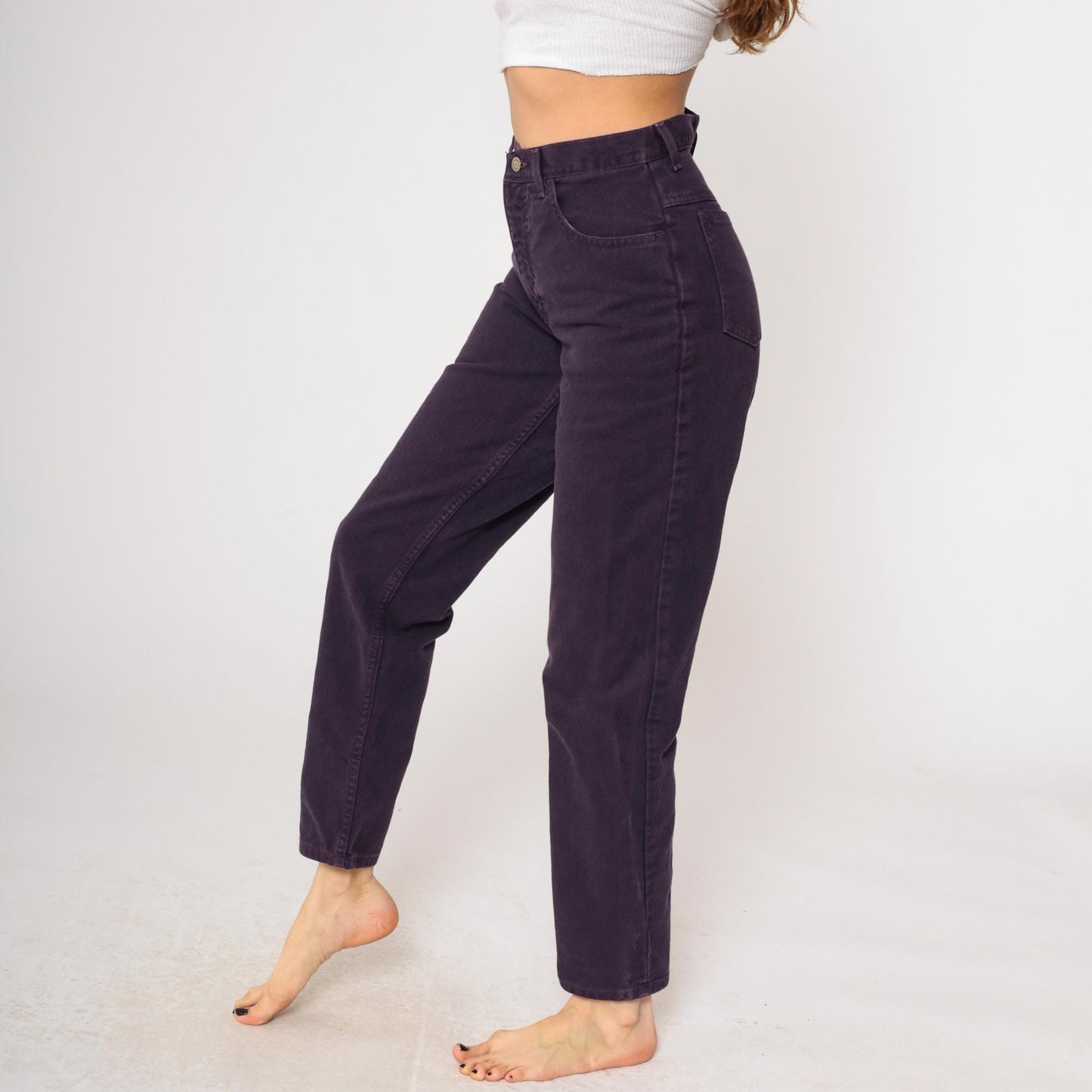 90s Moda Intl Purple High-Rise Mom Jeans Tapered Denim Small