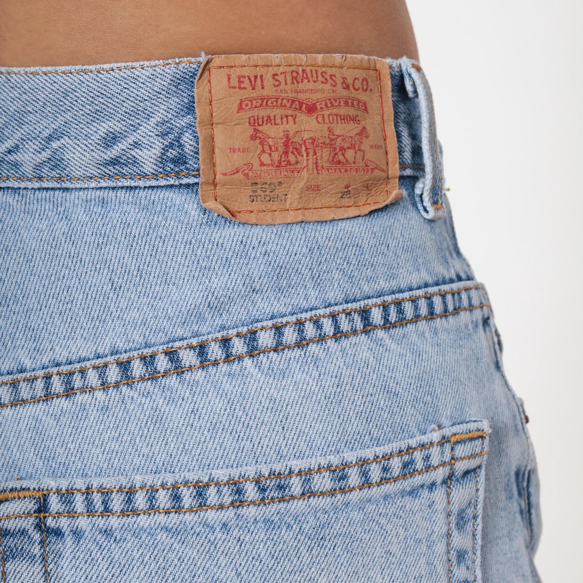 Y2K Levi's 569 High-Waisted Denim Shorts Blue Jean Small 28