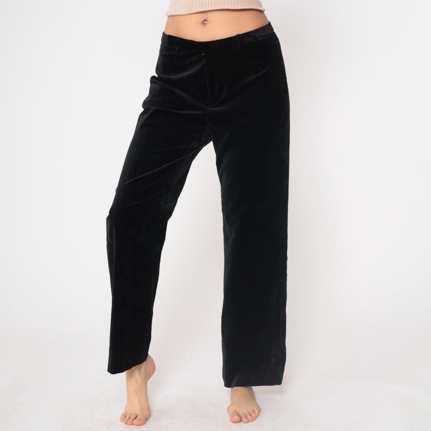 Y2K GAP Black Velvet Straight Leg Pants Low Rise Medium