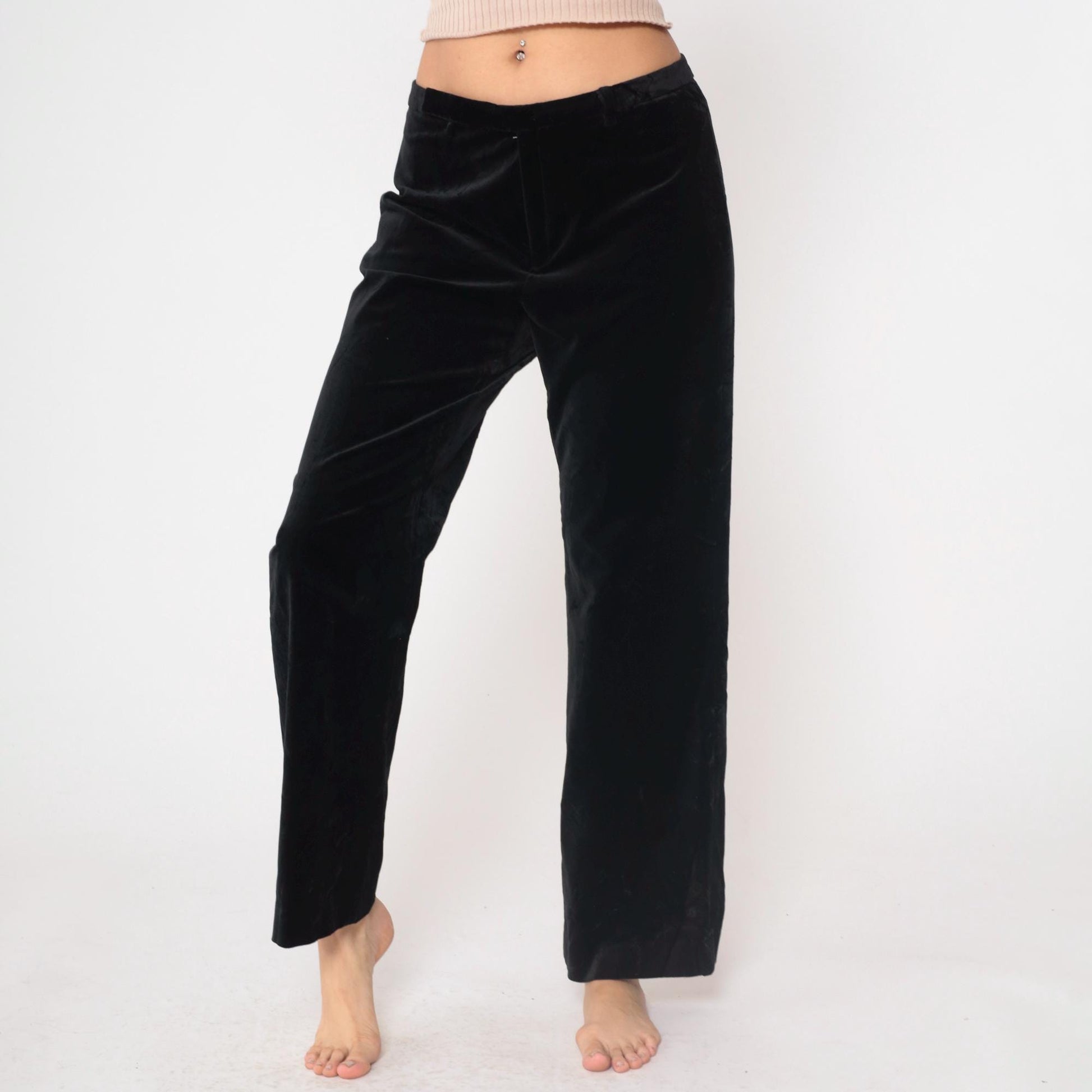 Y2K GAP Black Velvet Straight Leg Pants Low Rise Medium