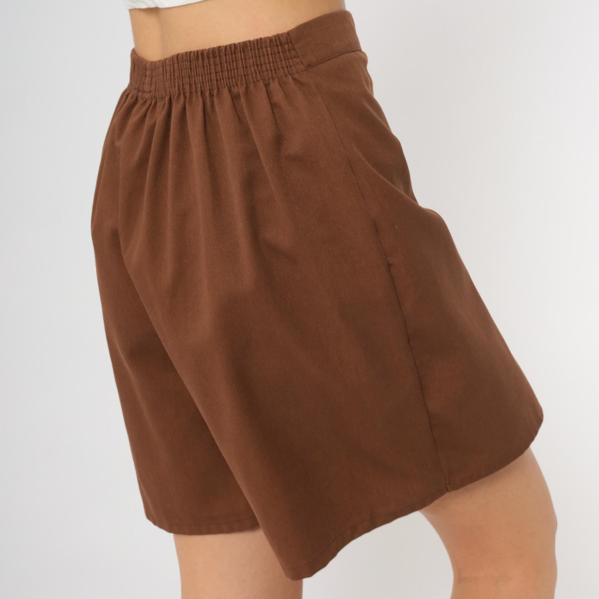80s Girl Scouts Chocolate Brown Wrap Mini Skirt Elastic Waist Small