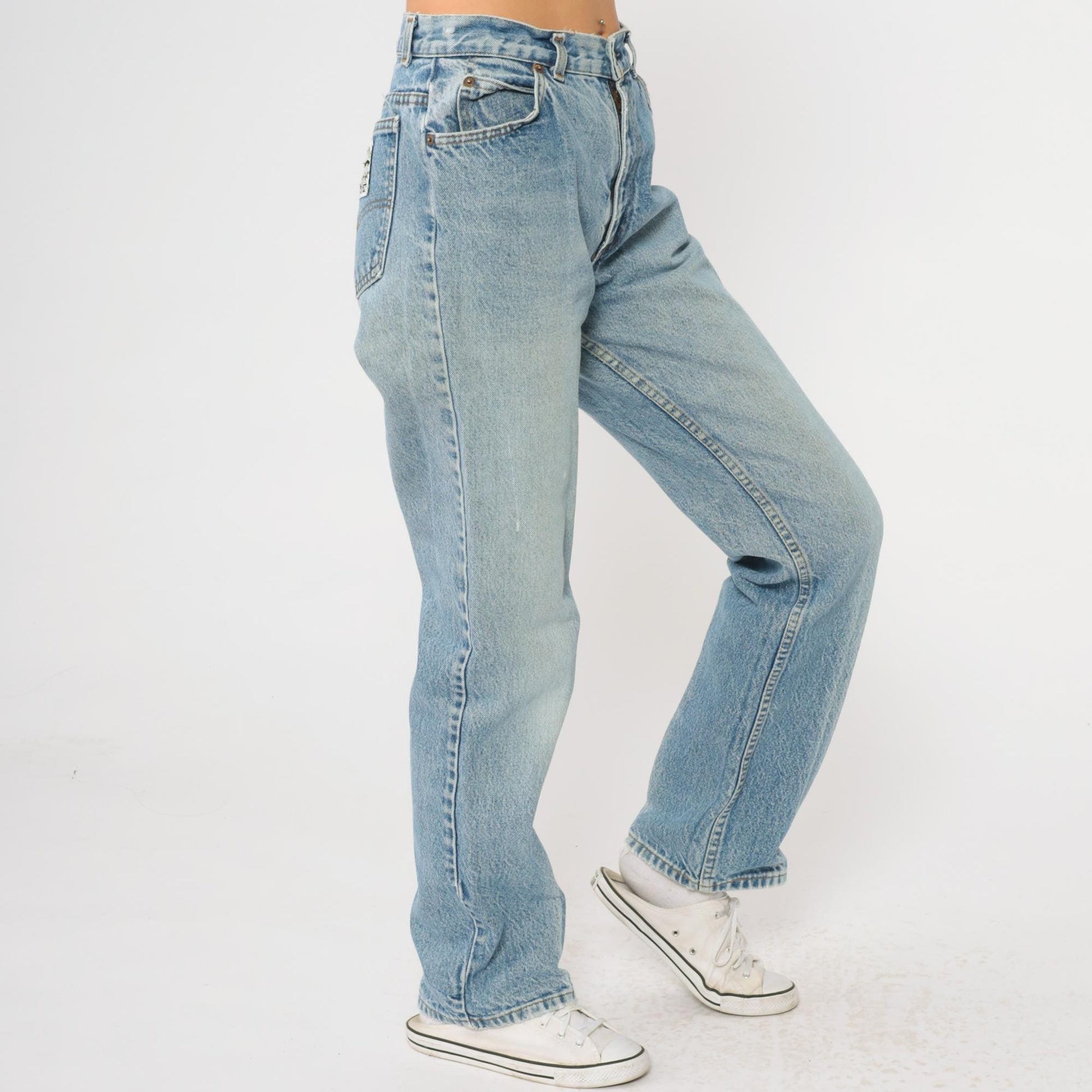 80s Levi's High Waisted Mom Jeans Light Blue Straight Leg Small