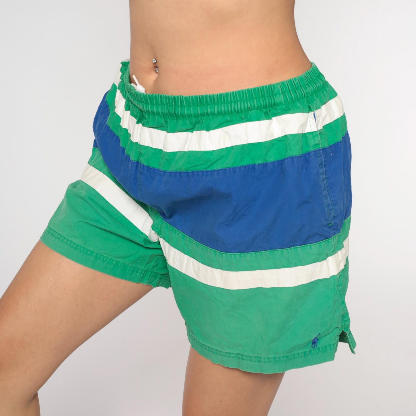 90s Polo Ralph Lauren Swim Trunks Green Blue Colorblock Extra Large XL