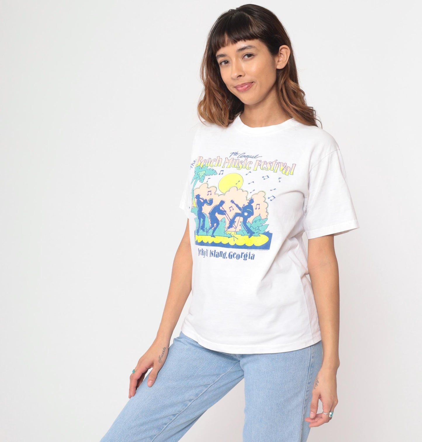 1990 Beach Music Festival Jekyll Island Georgia Concert Tee White Cotton Large