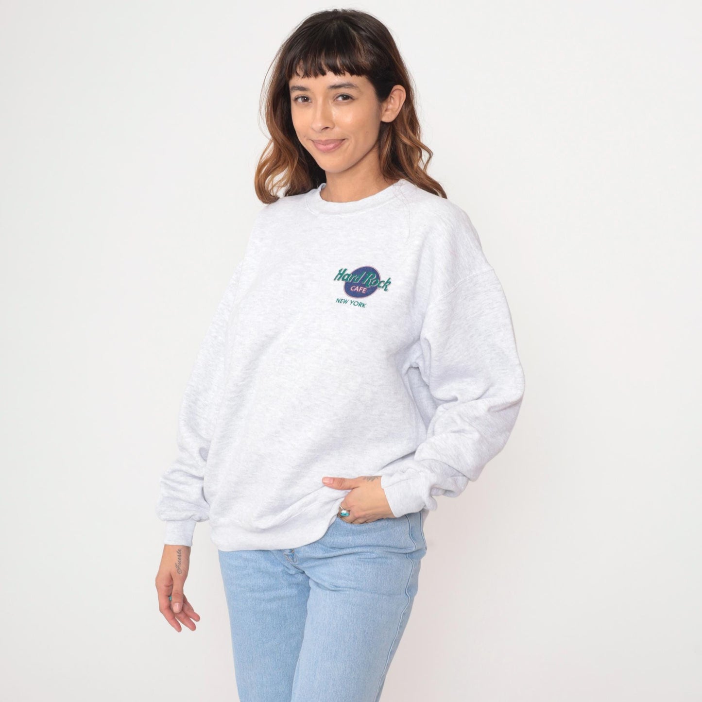 90s Hard Rock Cafe New York Sweatshirt Grey Crewneck Large L