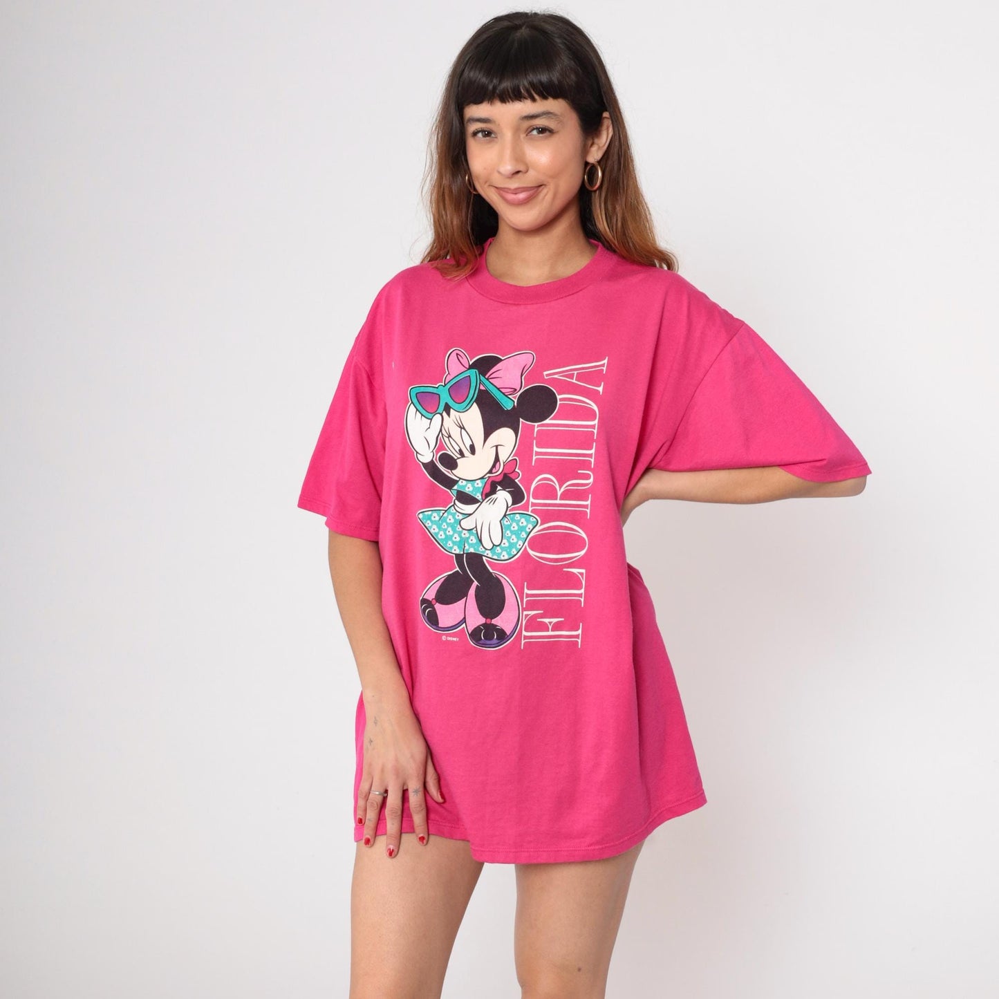 90s Minnie Mouse Florida Graphic T-Shirt Pink Cotton Extra Large
