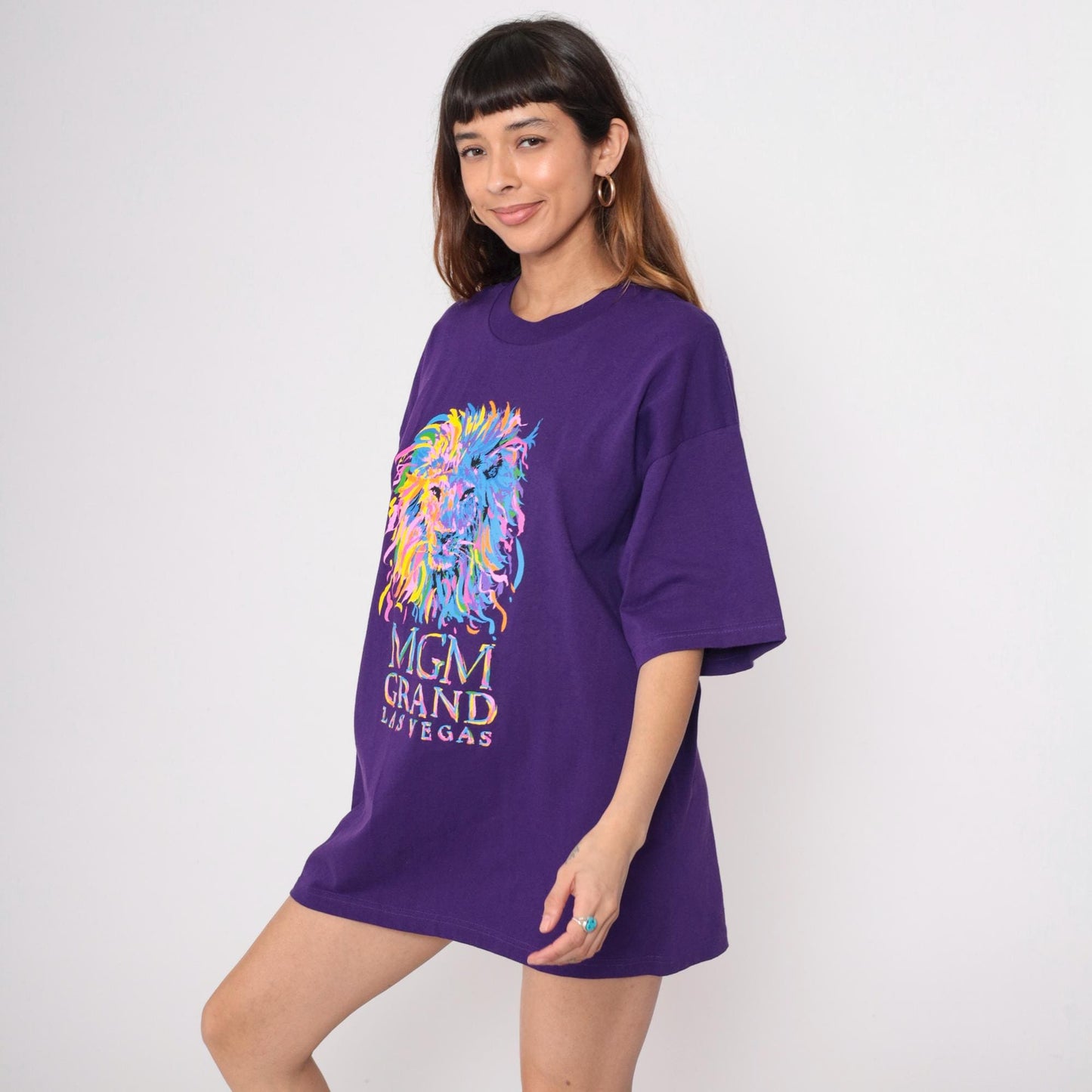 90s MGM Grand Las Vegas Purple Lion Graphic T-Shirt Extra Large XL