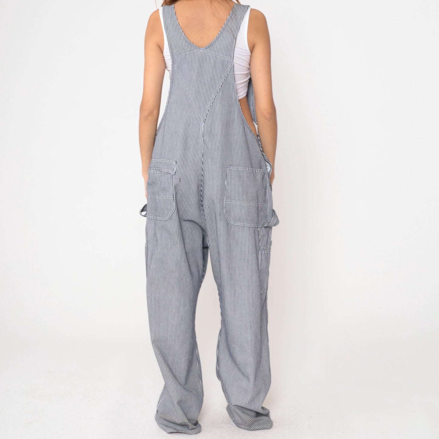 90s Toughskins Union Made Hickory Stripe Bib Overalls Workwear XL