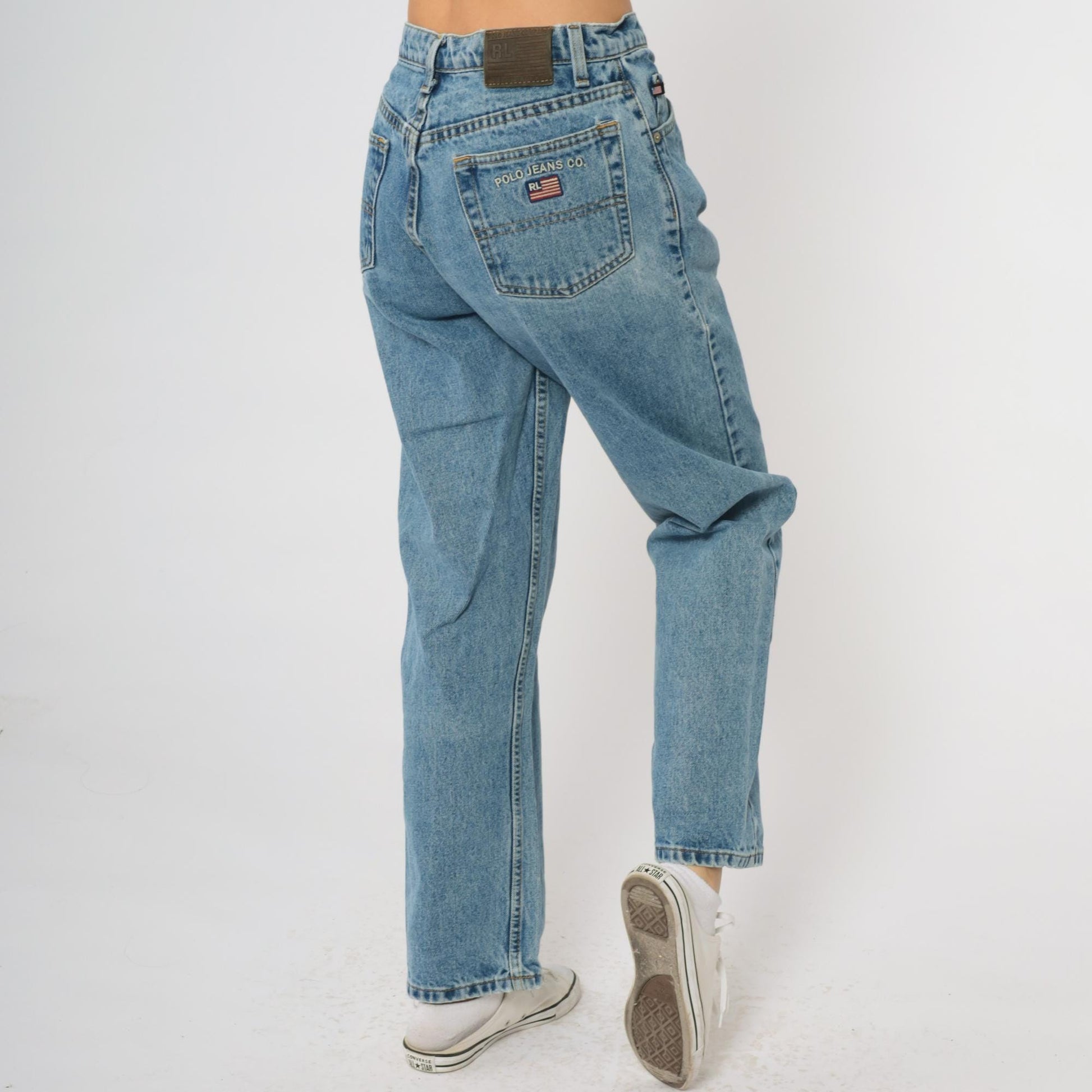 Y2K Polo Jeans Company High Waisted Mom Jeans Medium Blue Denim Size 10
