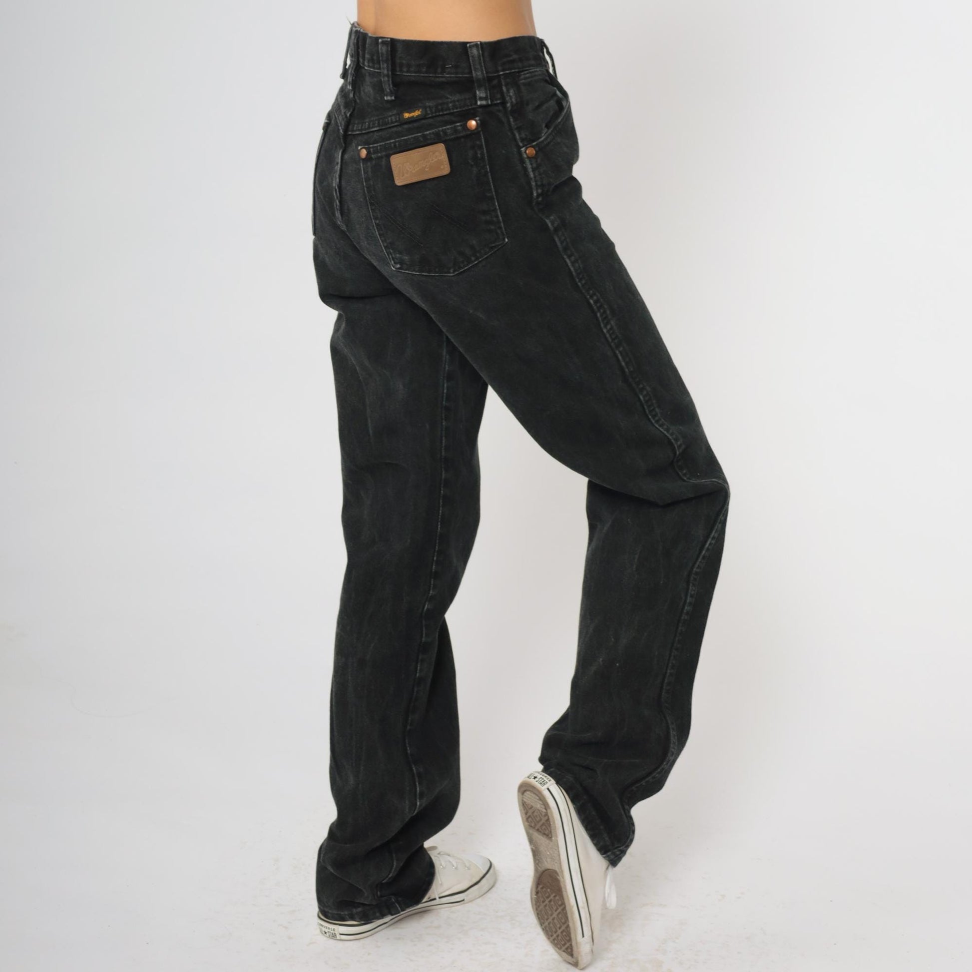 90s Wrangler Black Denim Jeans High Rise Straight Leg Cotton Medium M