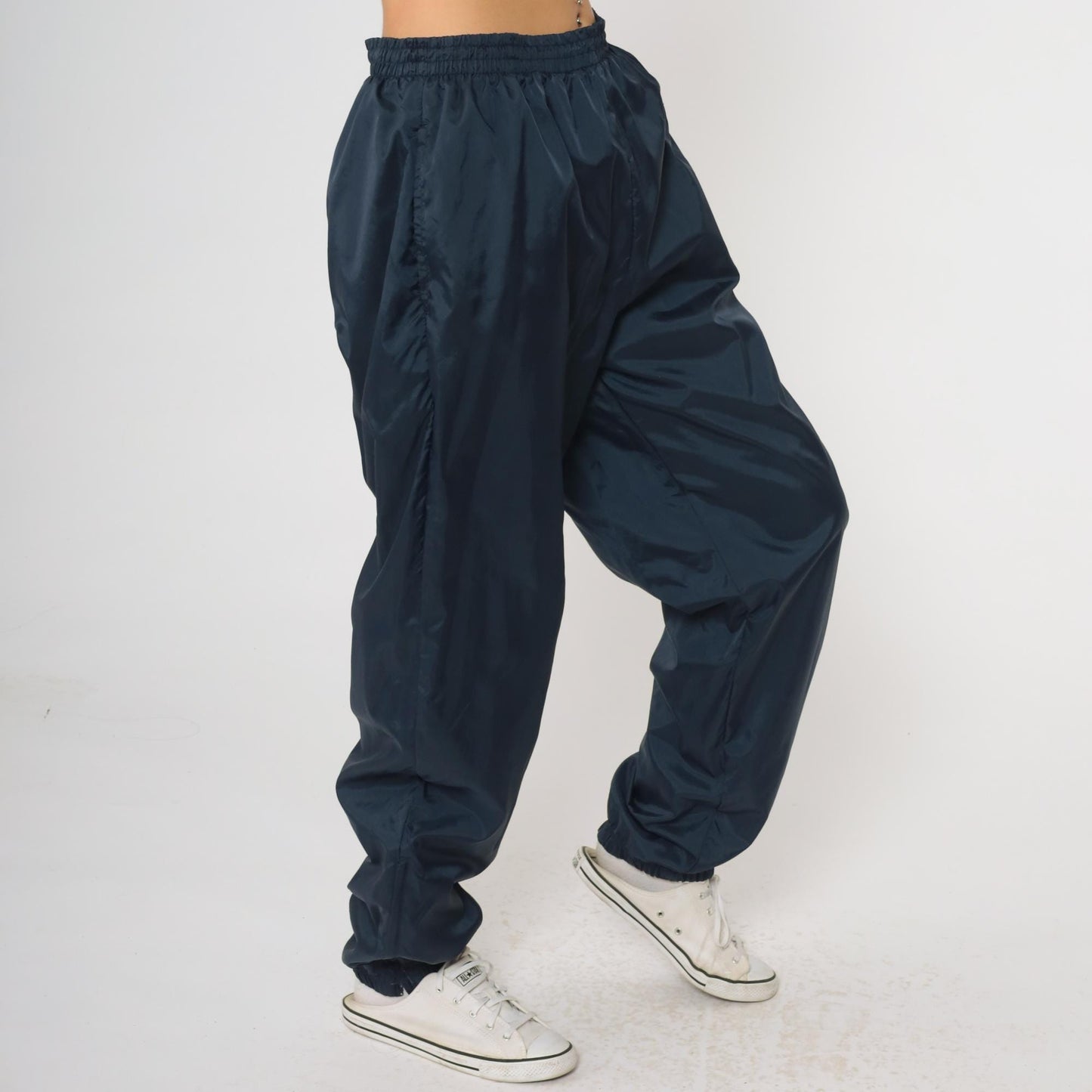 90s Reebok Navy Nylon Track Pants Joggers Large