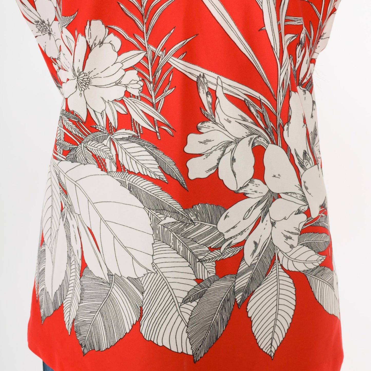 70s Teddi of California Floral Shirt Red Dagger Collar V-Neck Blouse Medium M