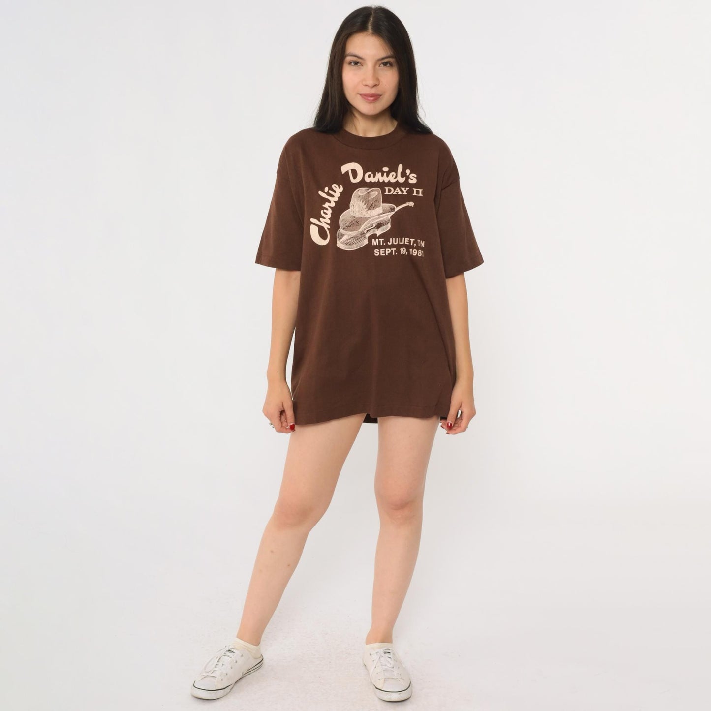 1981 Charlie Daniels Day II Concert Tee Brown Graphic Medium