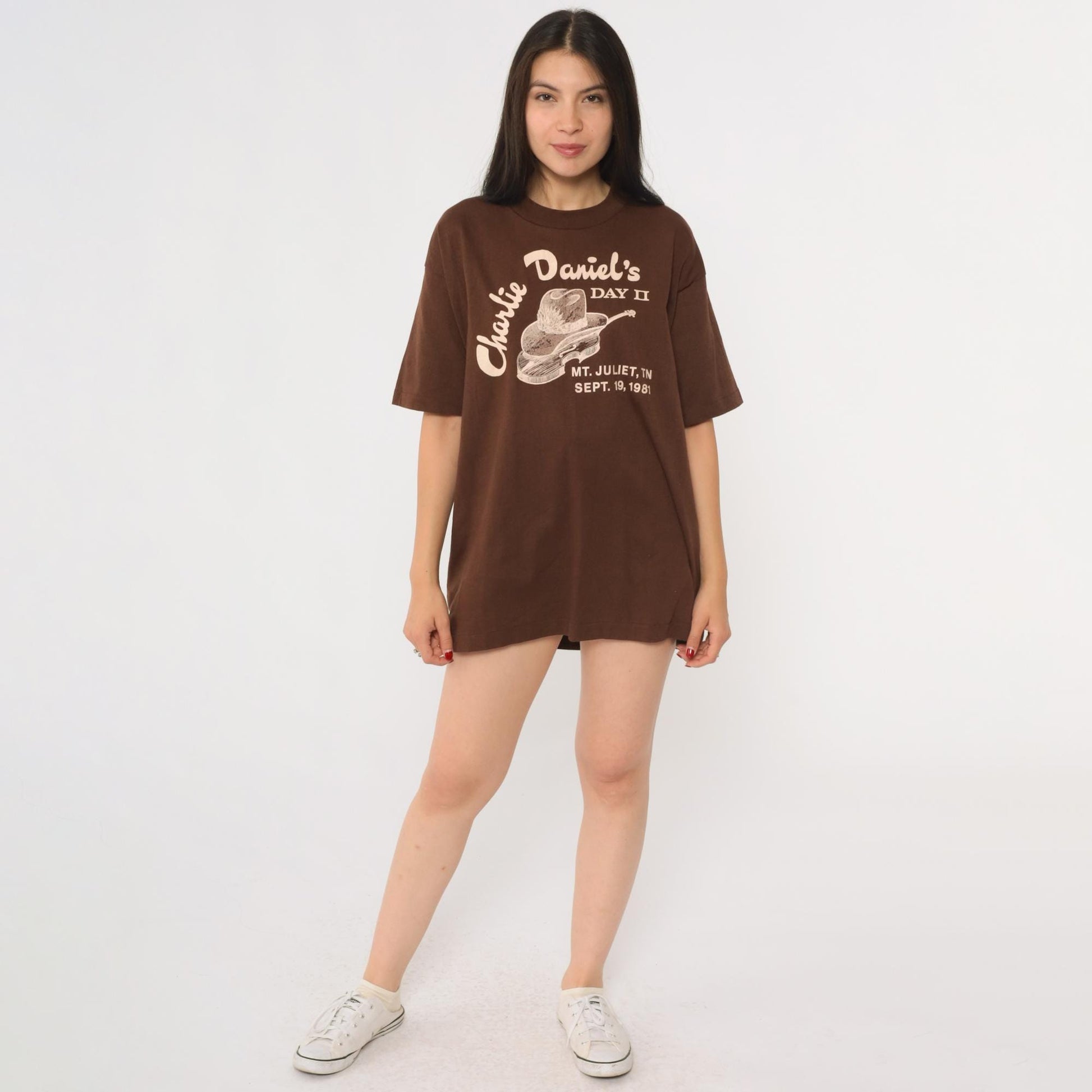 1981 Charlie Daniels Day II Concert Tee Brown Graphic Medium