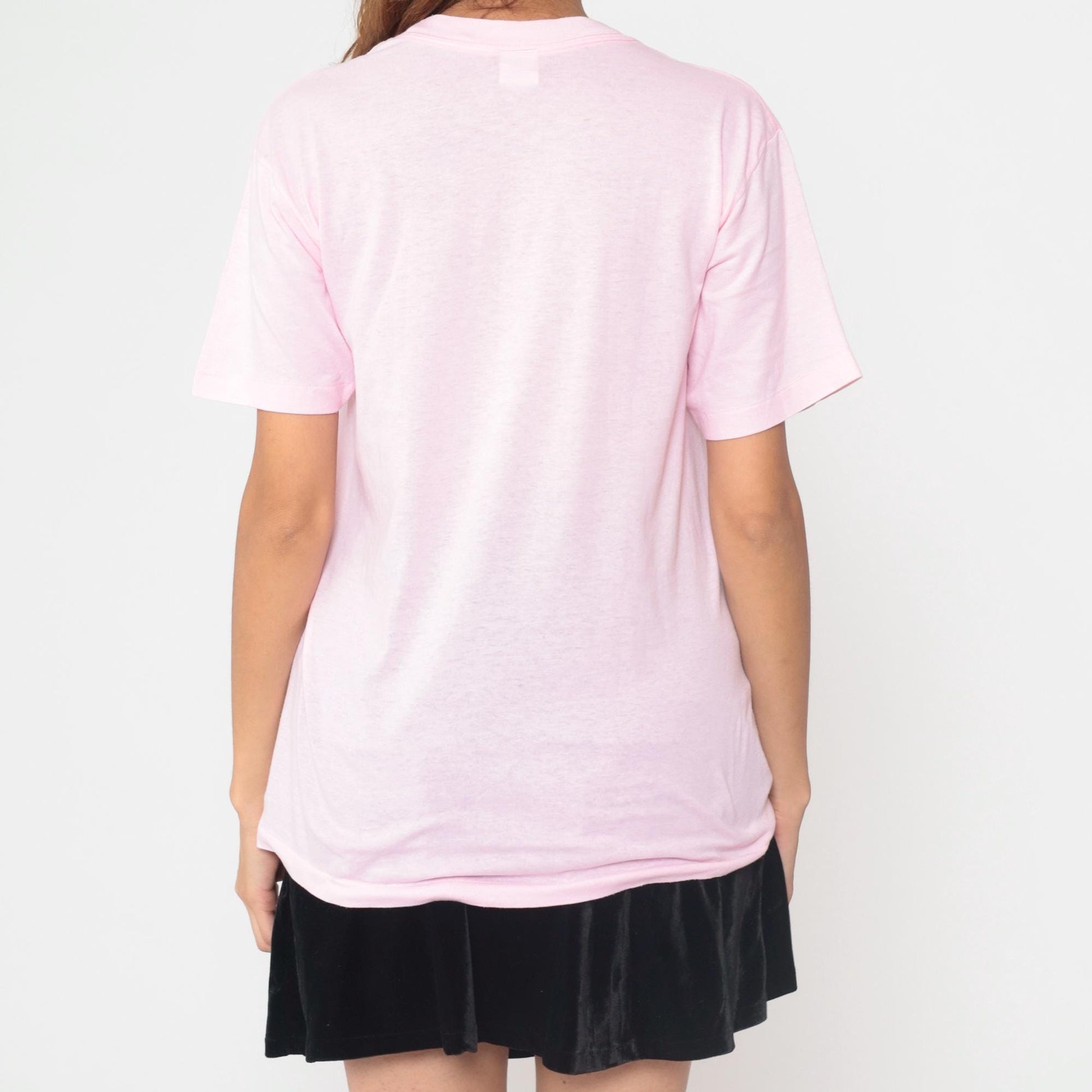 80s CHED Pink Sheep Graphic T-Shirt Cotton Blend Heart Print Large L