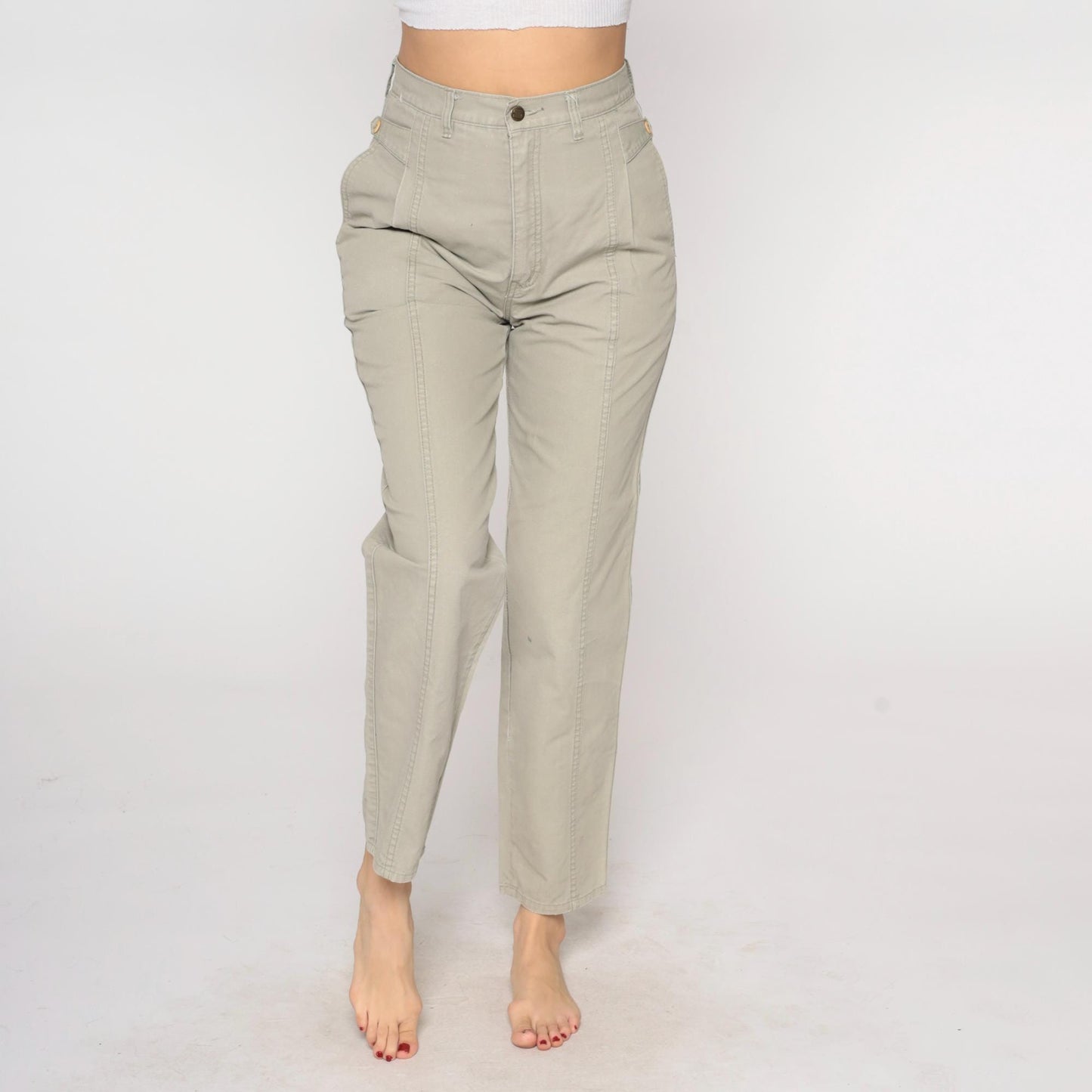 80s Rollingstone Western Jeans Sage Green High Waist Straight Leg 28