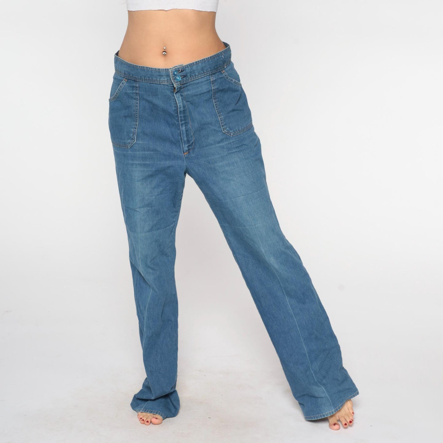 1970s Levi's Straight Leg Jeans High Waisted Blue Denim 32x33