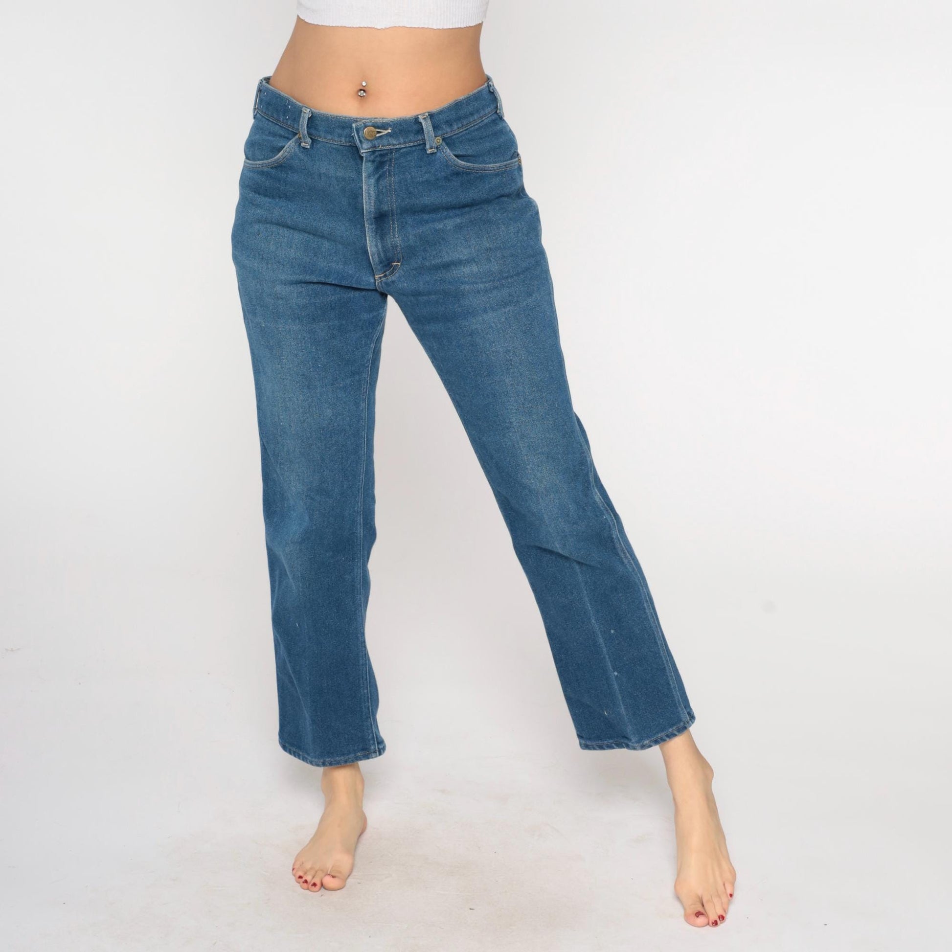 80s Lee Jeans High Waisted Straight Leg Blue Denim 34x30