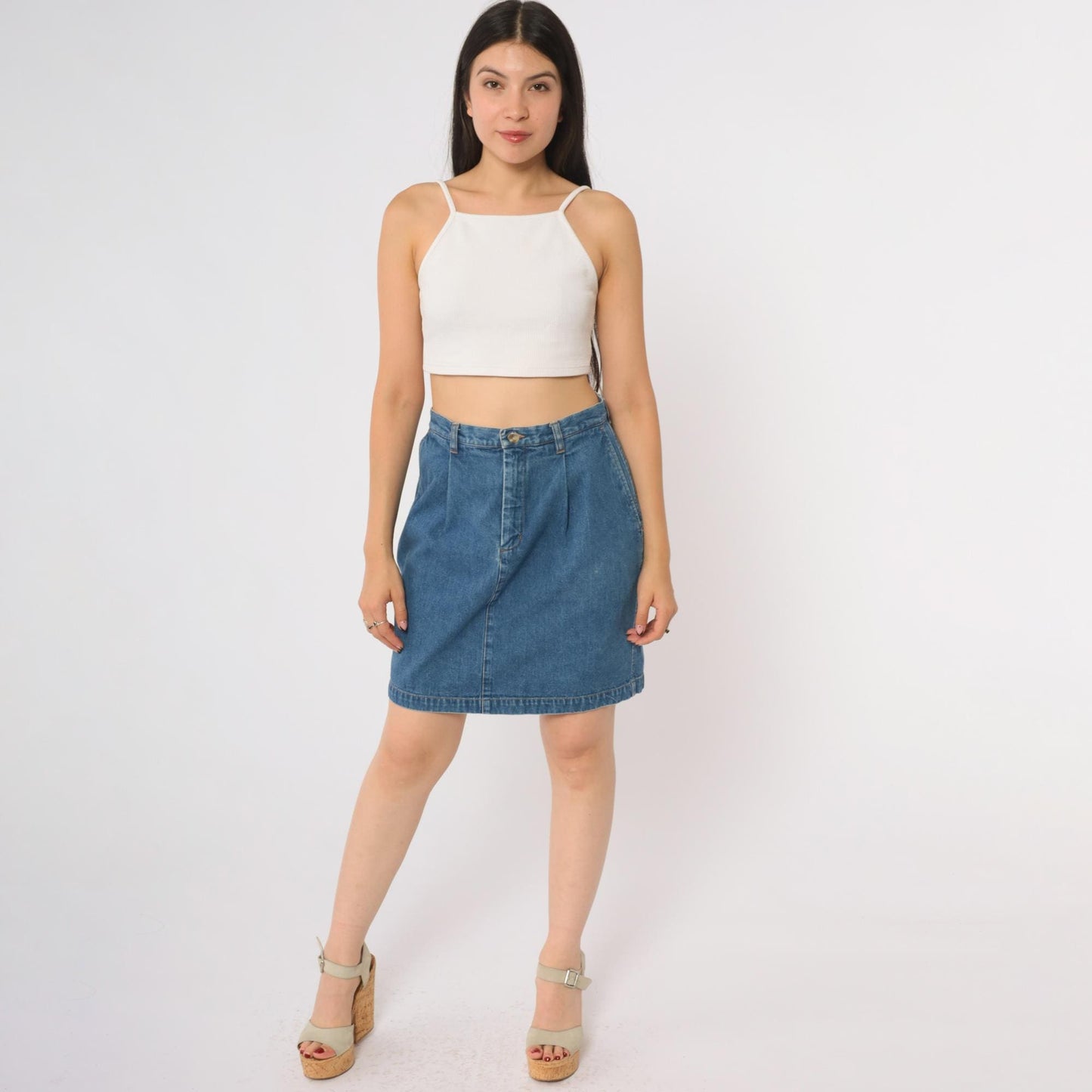 90s Eddie Bauer Denim Mini Skirt High Waist Blue Jean Small S
