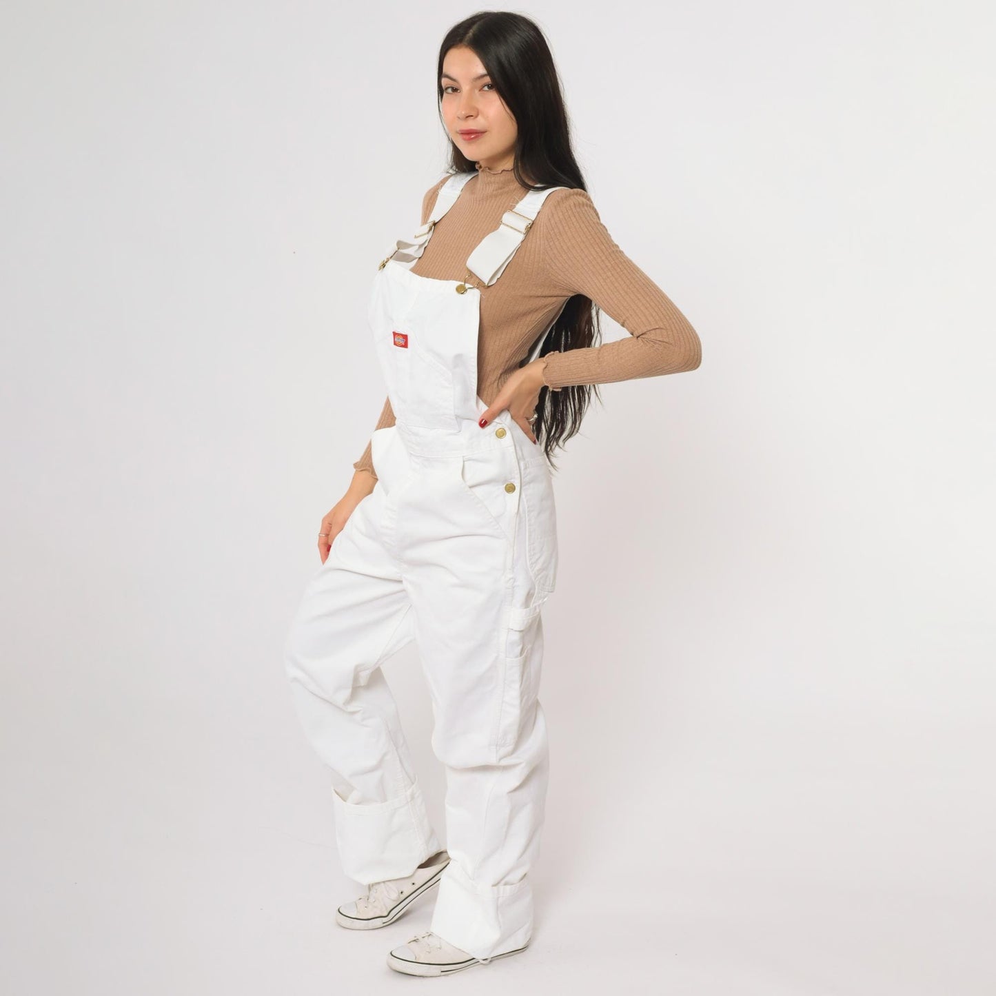 Y2K White Dickies Carpenter Overalls Baggy Utility Jumpsuit Small S