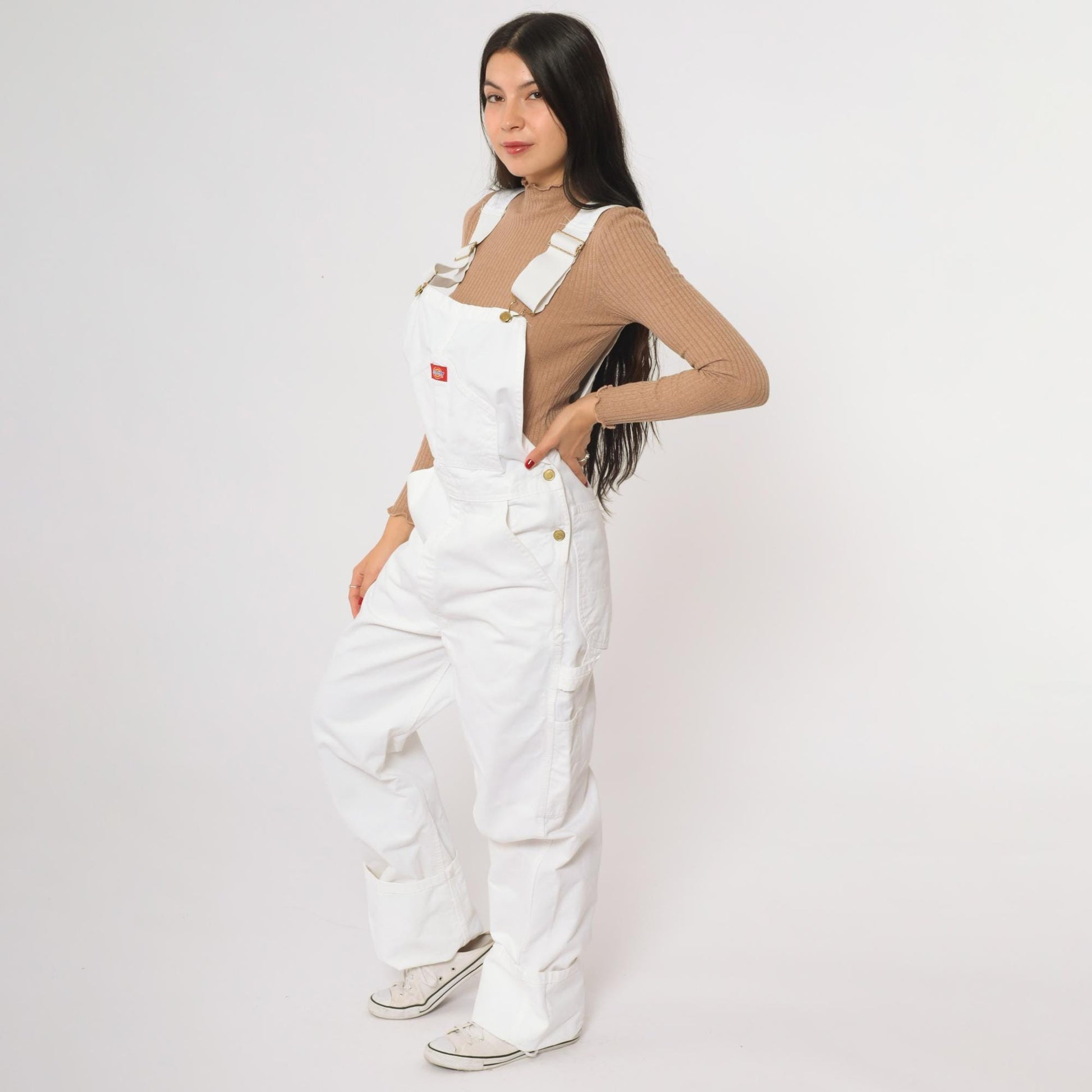 Y2K White Dickies Carpenter Overalls Baggy Utility Jumpsuit Small S