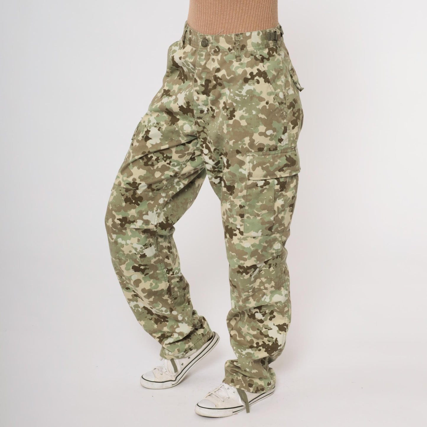 90s Rothco BDU Camouflage Cargo Pants Olive Multi-Pocket Small S