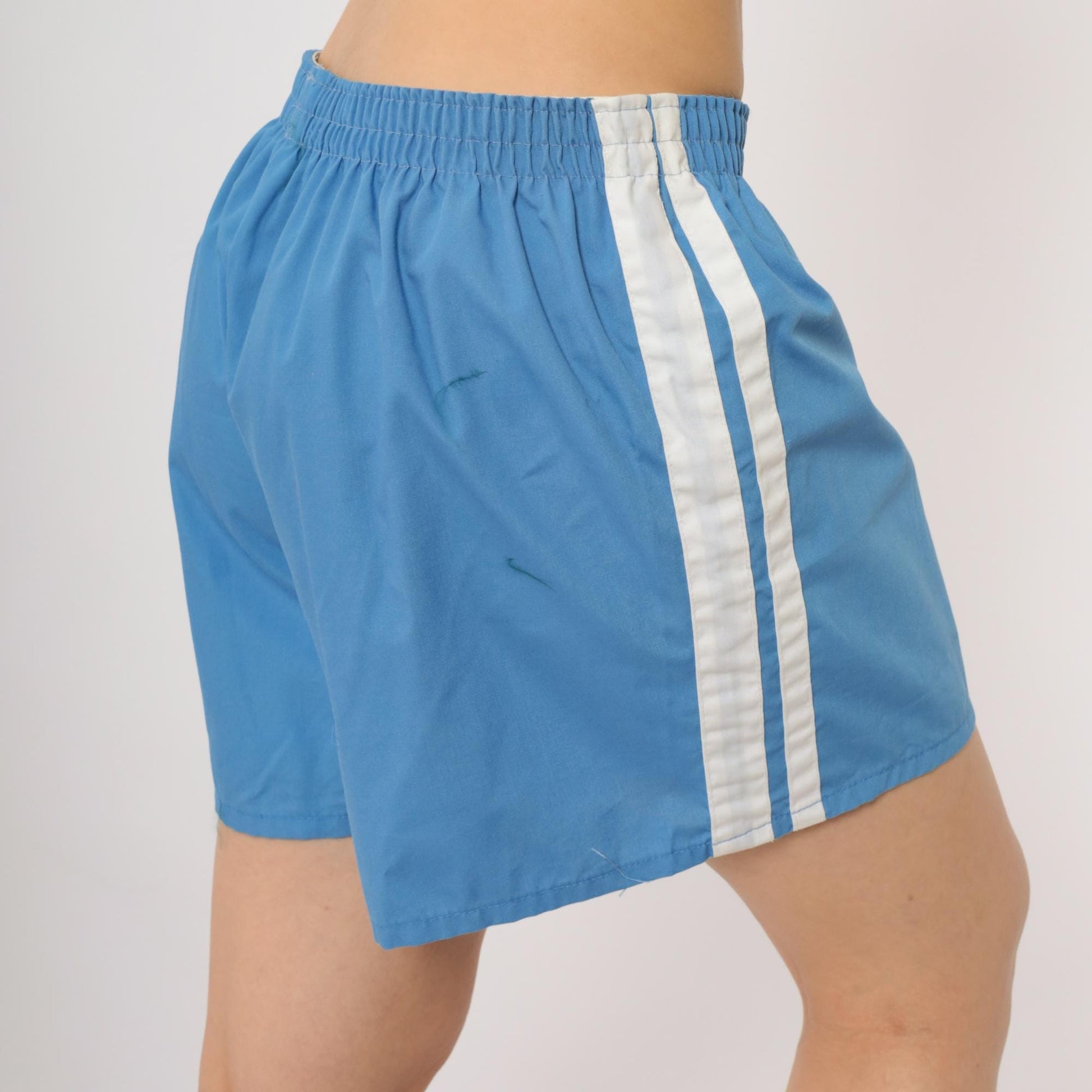 80s Nike Running Shorts Blue White Stripe Elastic Waist Men's Extra Large