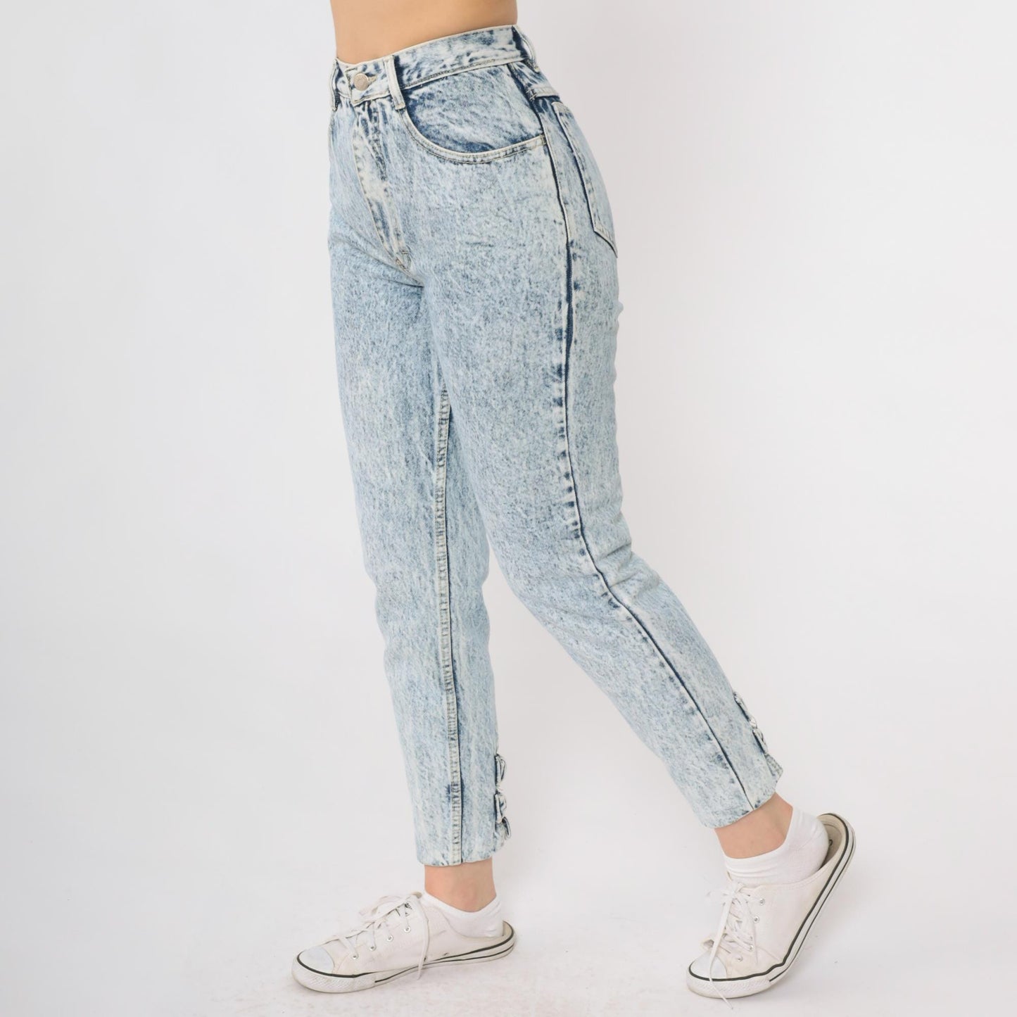 90s Gitano Acid Wash High Waisted Jeans Light Blue Tapered Small S