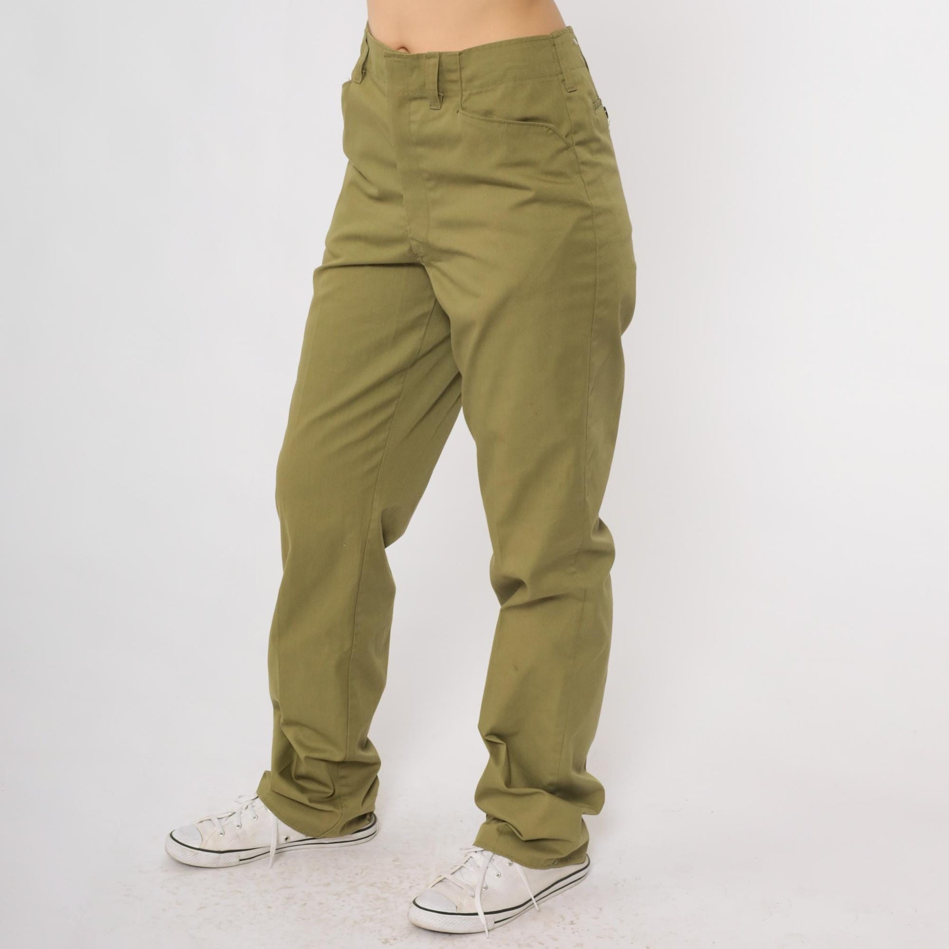 80s Boy Scouts of America Olive Green High-Waisted Straight Pants Medium