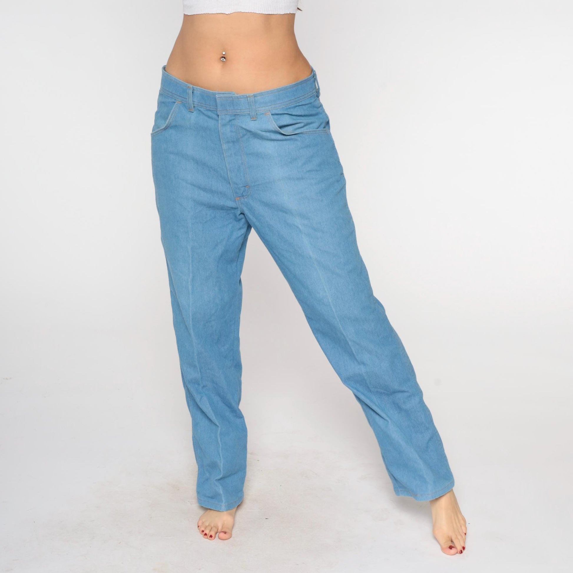 90s Wrangler Straight Leg Jeans Light Blue Denim High Waist 36x30