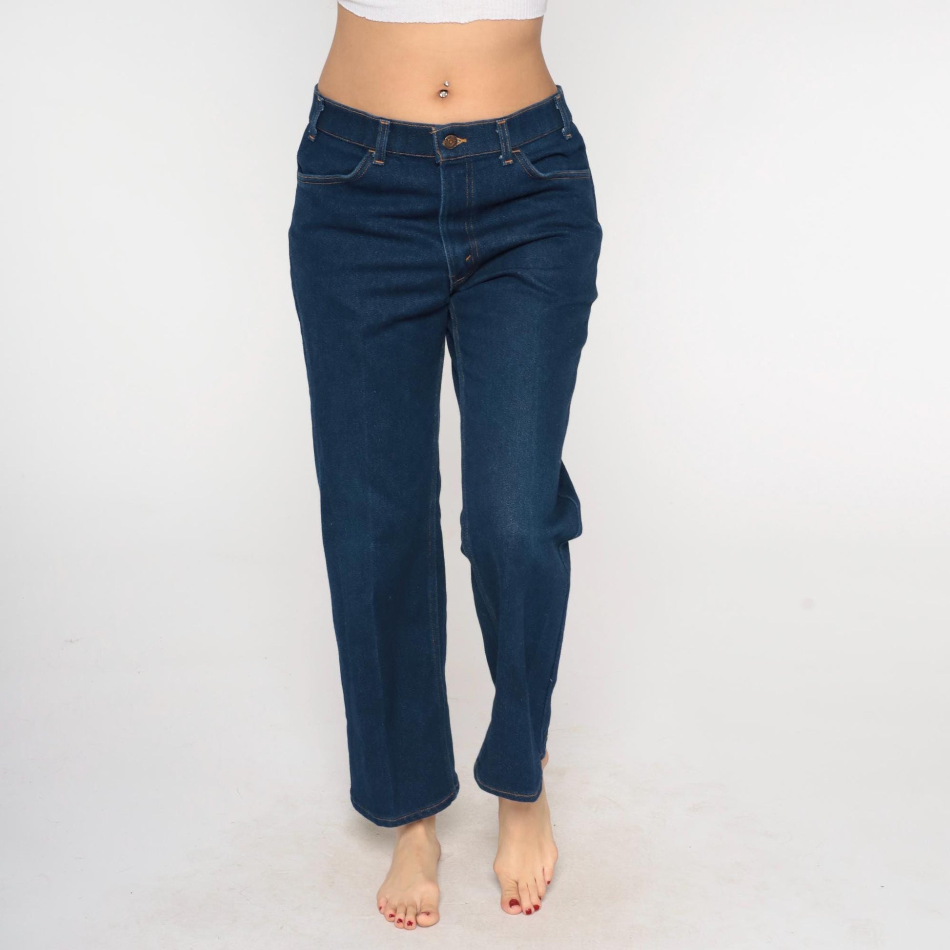 90s Levi's Cropped Flare Jeans Dark Wash High Rise Denim 34 x 29