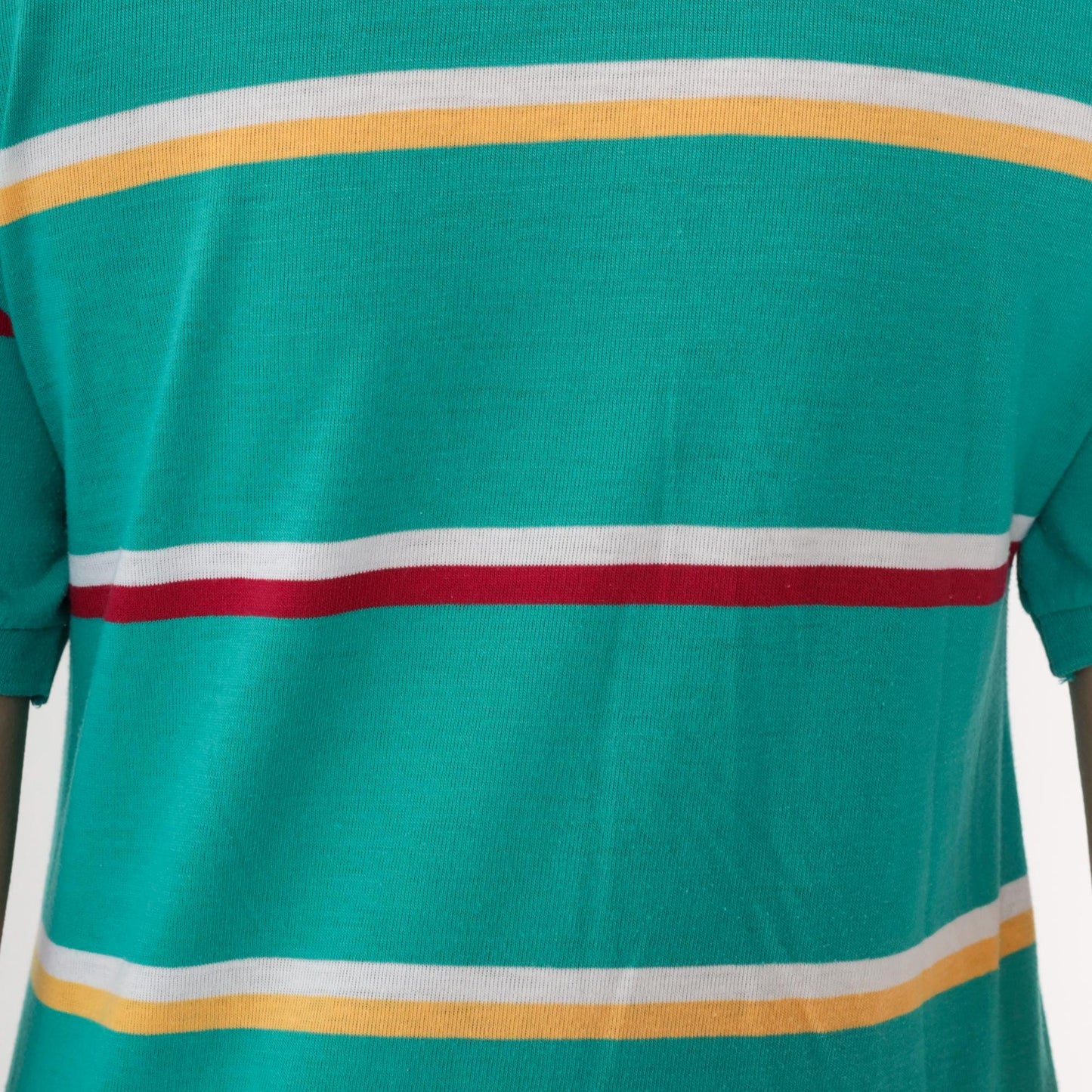 80s Green Striped Polo Shirt Duck Crest Embroidered Collared Large L