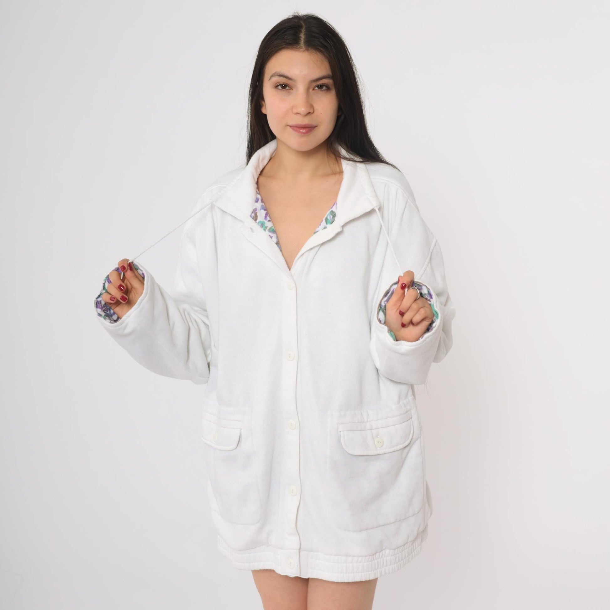 90s Blair White Collared Button-Up Sweatshirt Jacket Extra Large XL