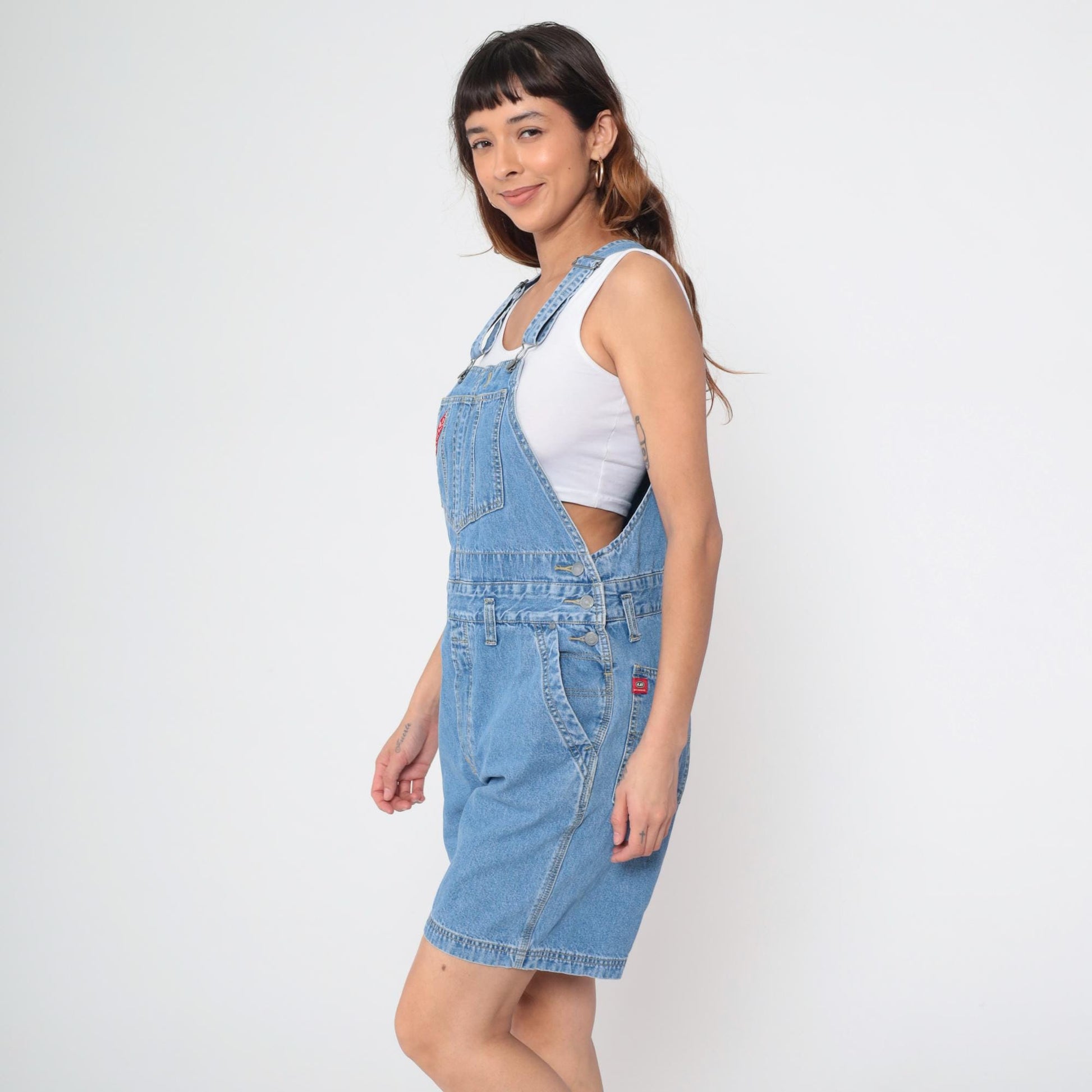 Y2K Union Bay Denim Shortalls Blue Bib Overalls Medium M