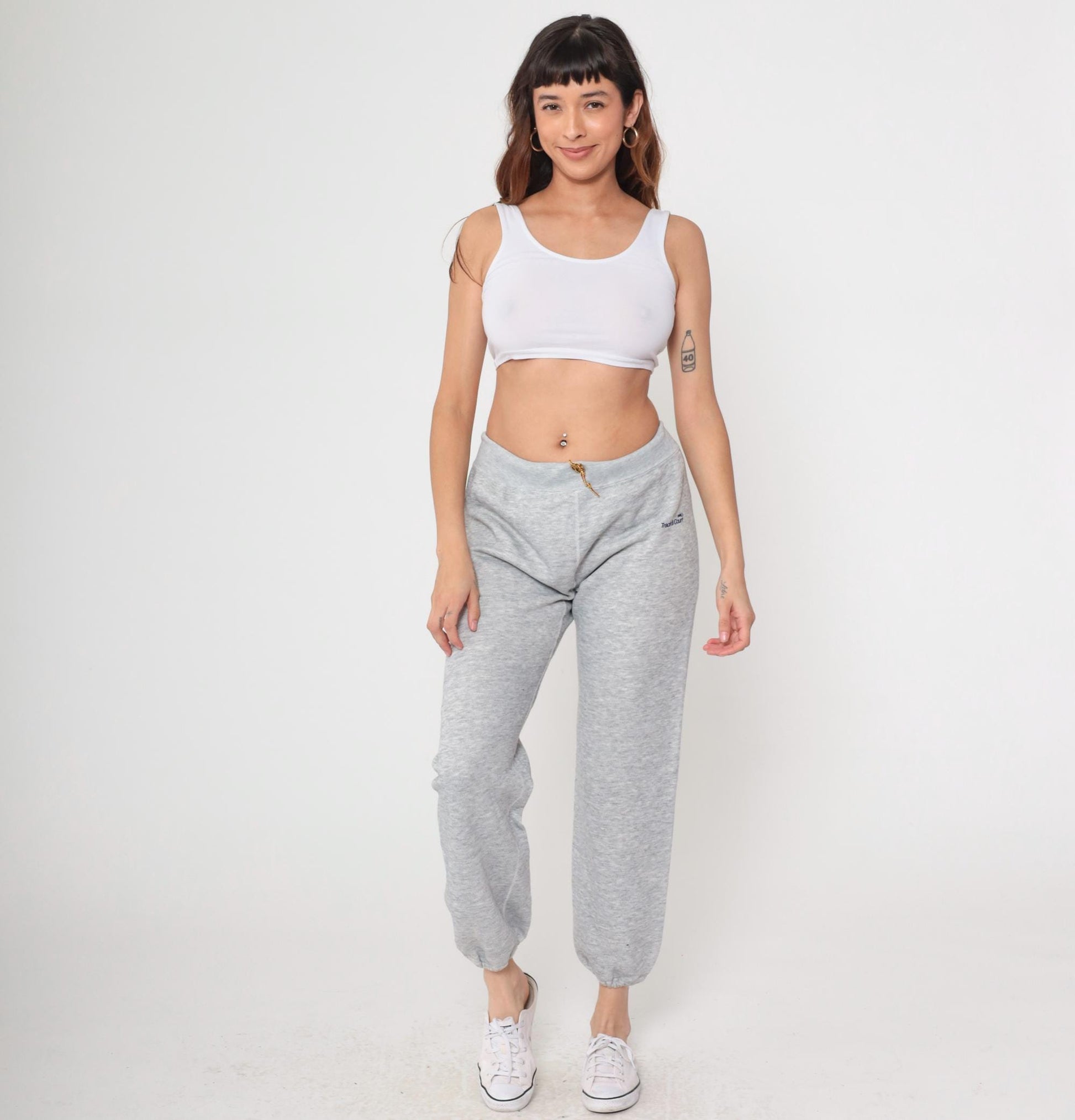 80s Track & Court Heather Gray Sweatsuit Hoodie Joggers Two-Piece Medium M