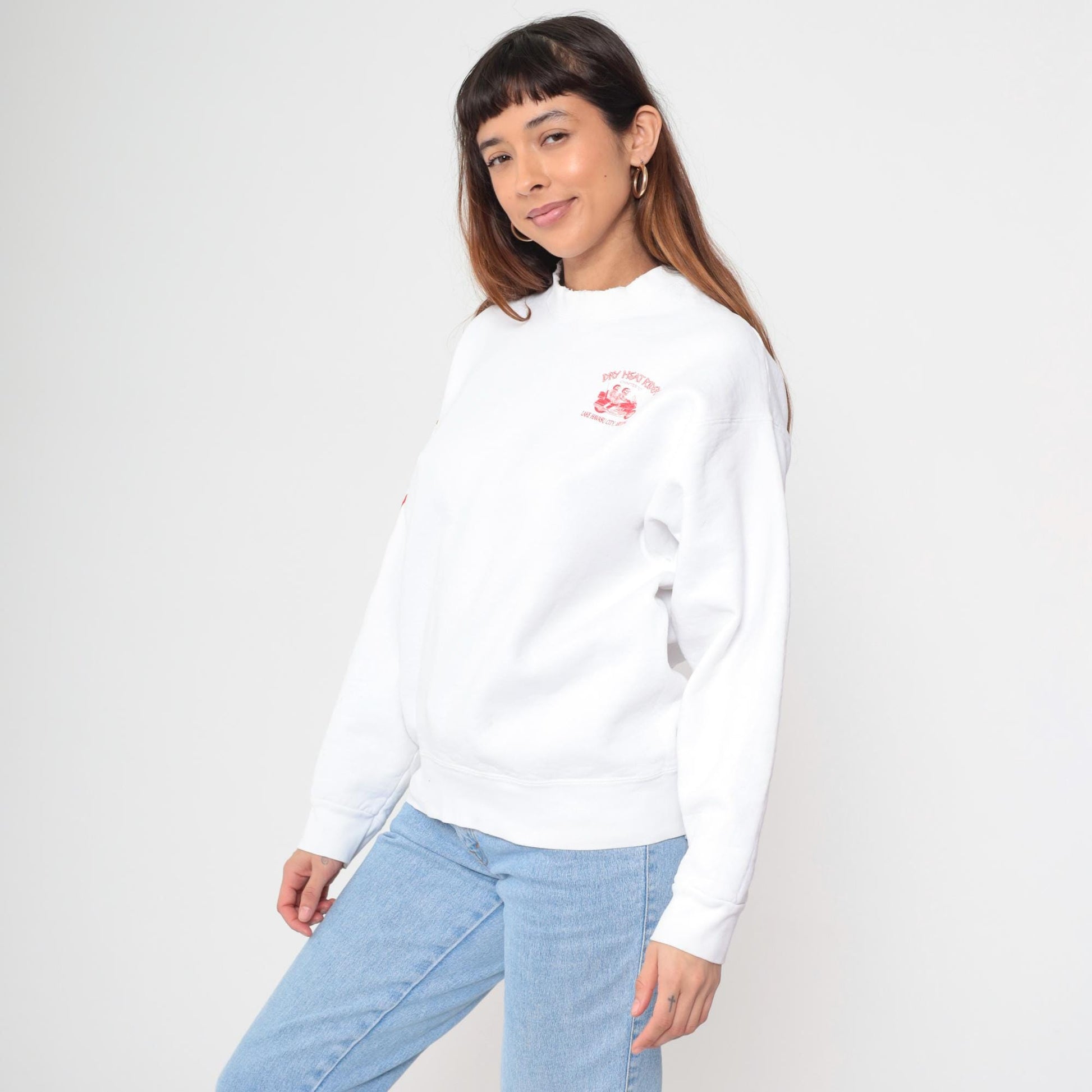 90s Arizona Dry Heat Riders Motorcycle Long Sleeve Graphic Tee White Large L