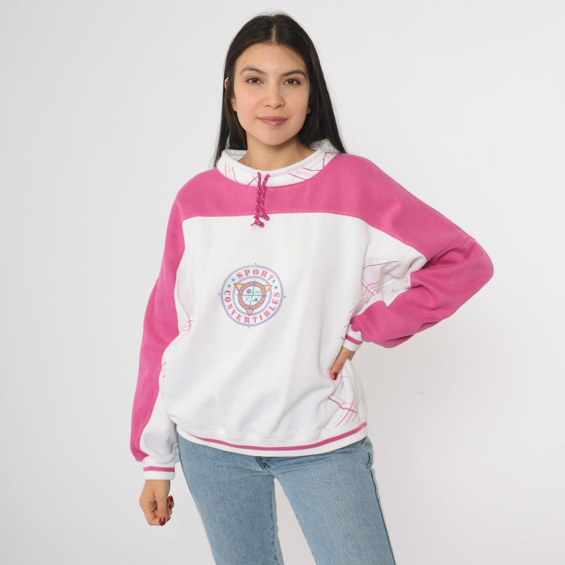 90s Wilson Sports Convertibles Colorblock Sweatshirt Pink White Raglan Large L