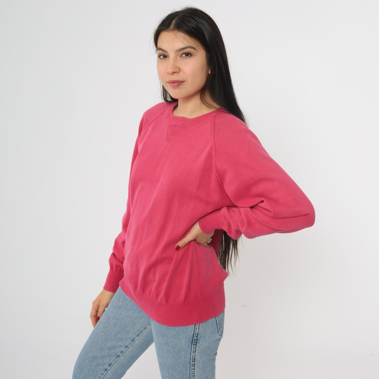 90s Pink Cotton Crewneck Sweatshirt Small S