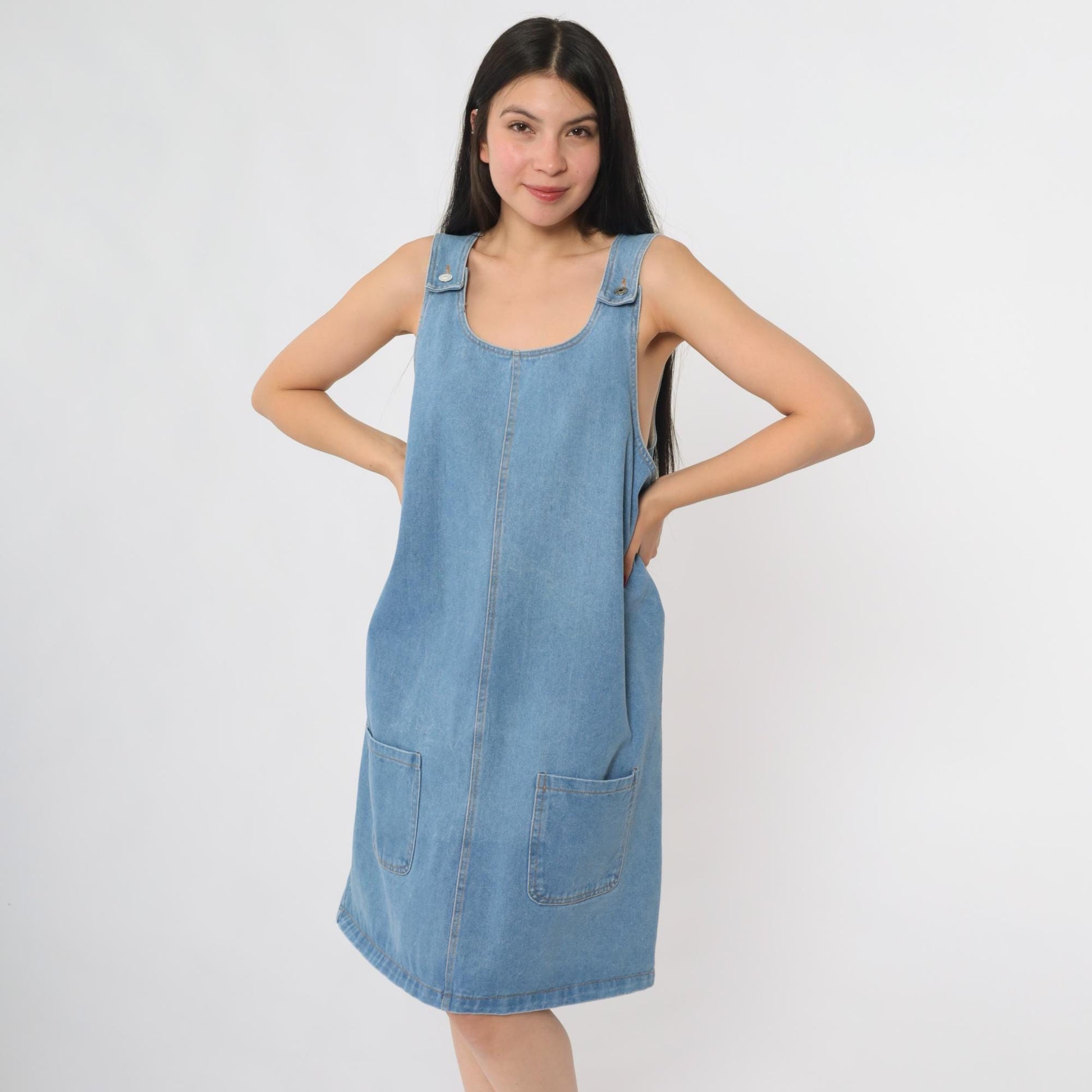 denim jumper dress 90s Light Blue A-Line Sleeveless – Shopexile Size:1XL pinot Blush Maxi Dress -