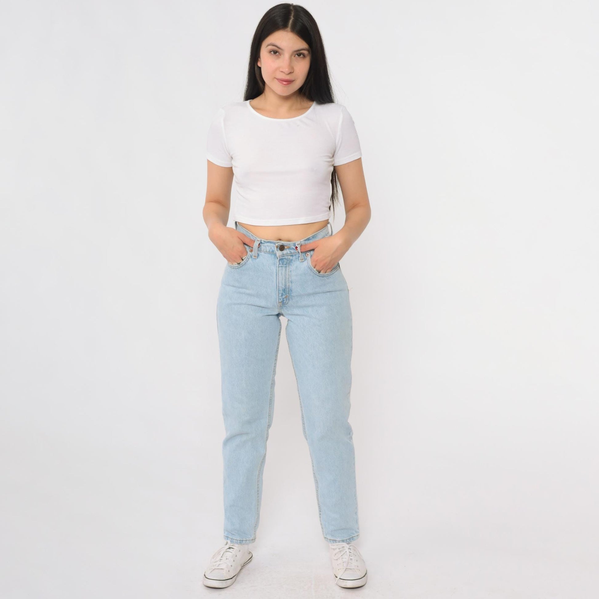 Levi's 550 90s Light Blue High Waisted Jeans Tapered Leg Extra Small XS