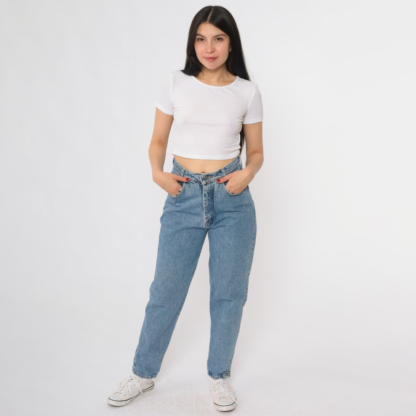 90s Palmetto's Dungarees Mom Jeans Light Blue High Waisted Small S