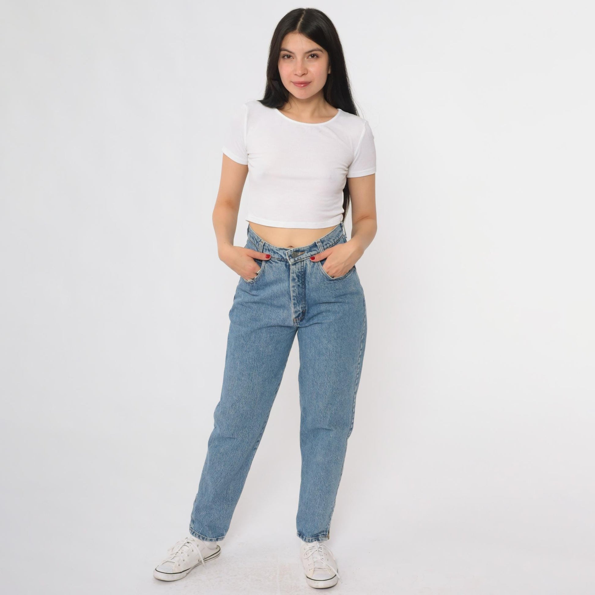 90s Palmetto's Dungarees Mom Jeans Light Blue High Waisted Small S