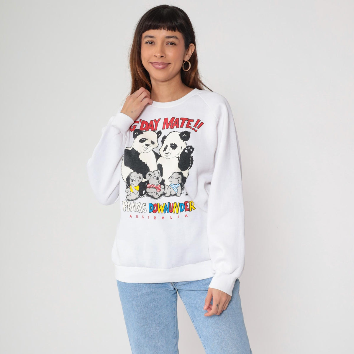 80s Australia Koala Sweatshirt Pandas Down Under Graphic Pullover Medium