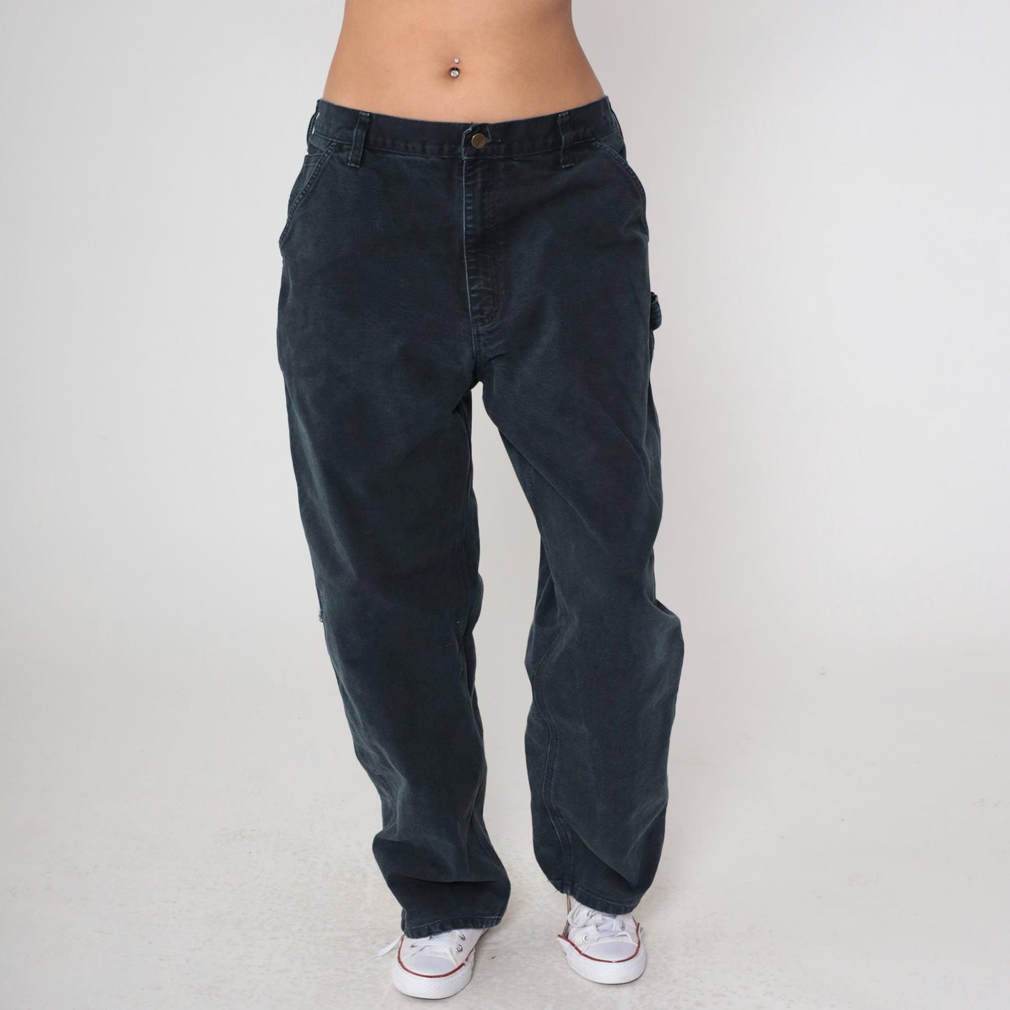 90s Carhartt Black Double Knee Work Pants 38x32 Denim Workwear Large