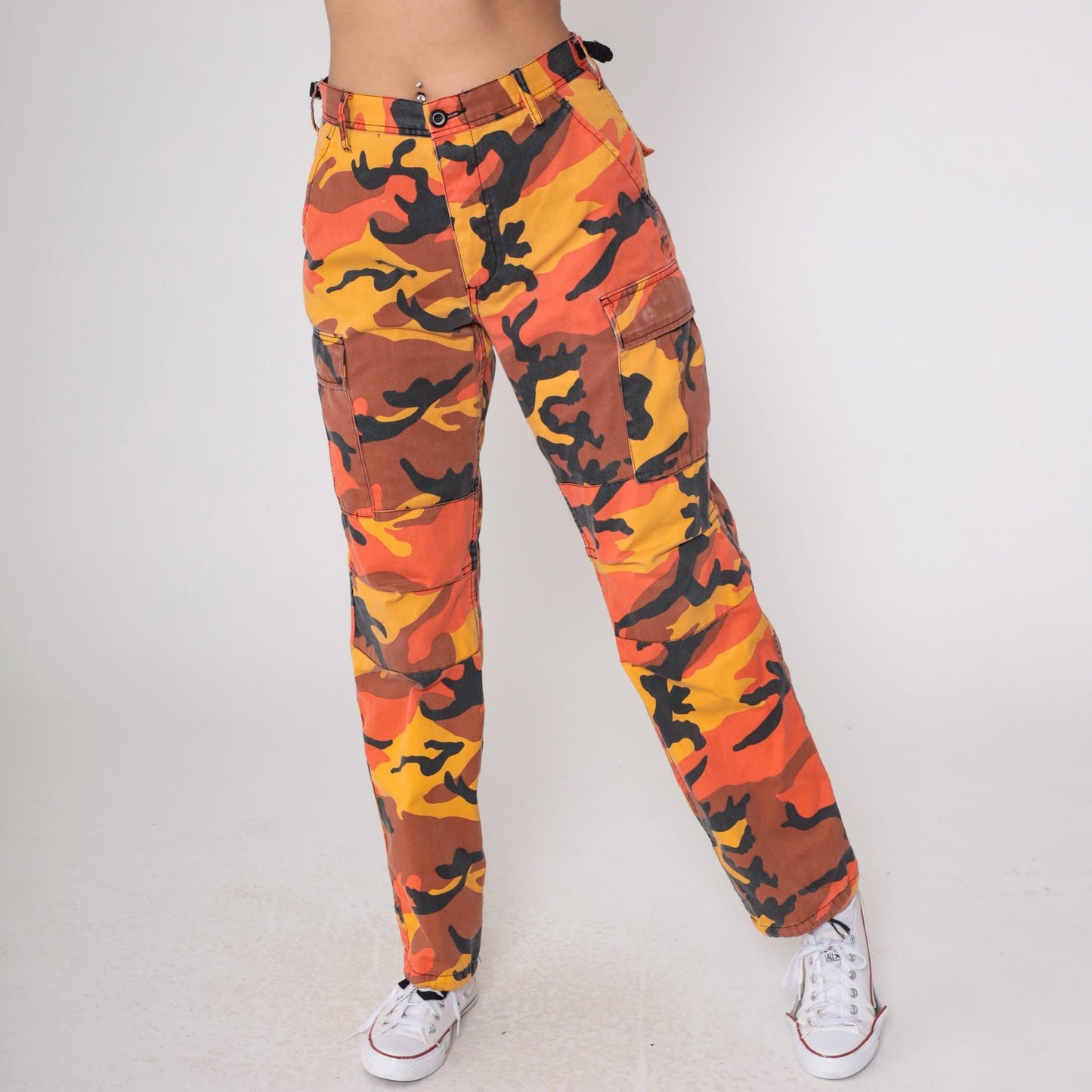 Y2K Orange Camo Cargo Pants Rothco Military Small
