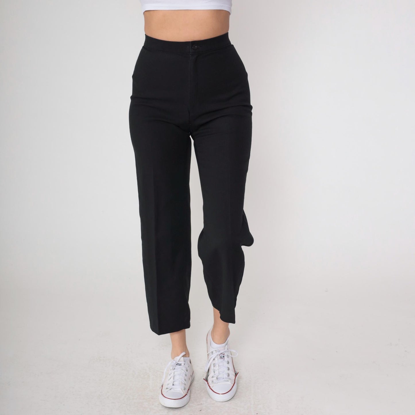 70s Levi's Bend Over Black High-Waist Straight-Leg Trousers Small