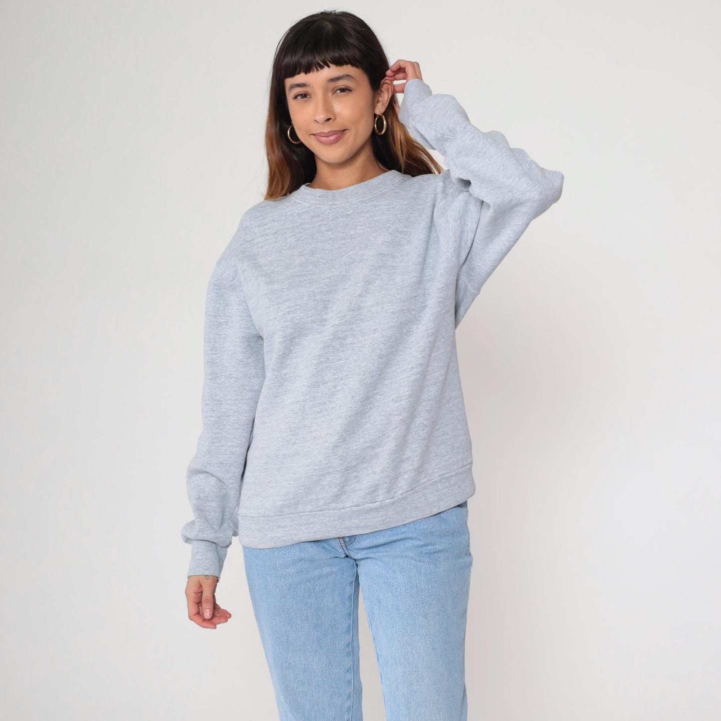 80s BVD Heather Grey Raglan Sweatshirt Crewneck Pullover Large L